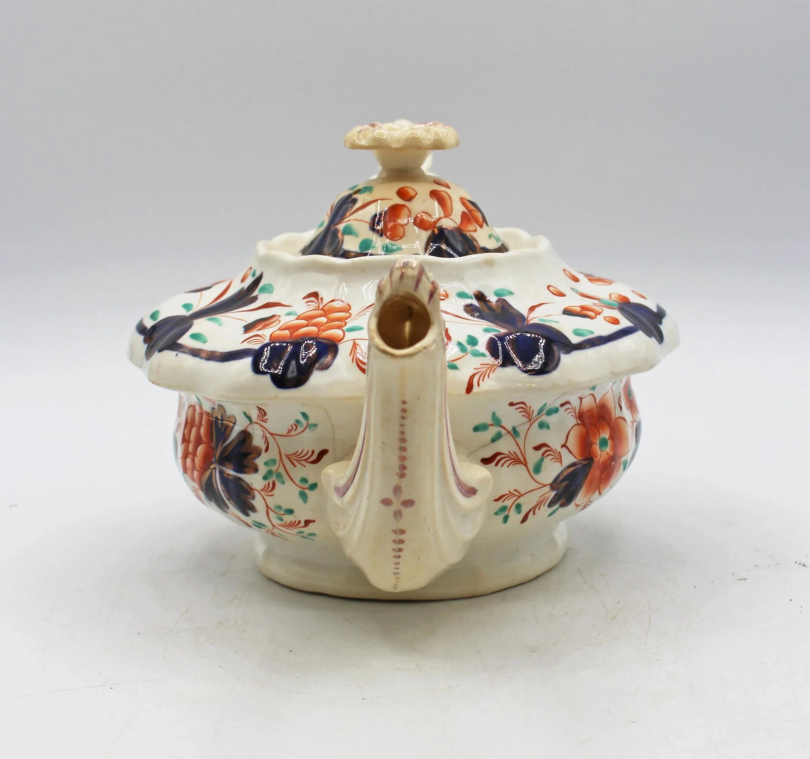 C. 1850 English Staffordshire District Gaudy Welsh "Grape" Pattern Tea Pot - 2
