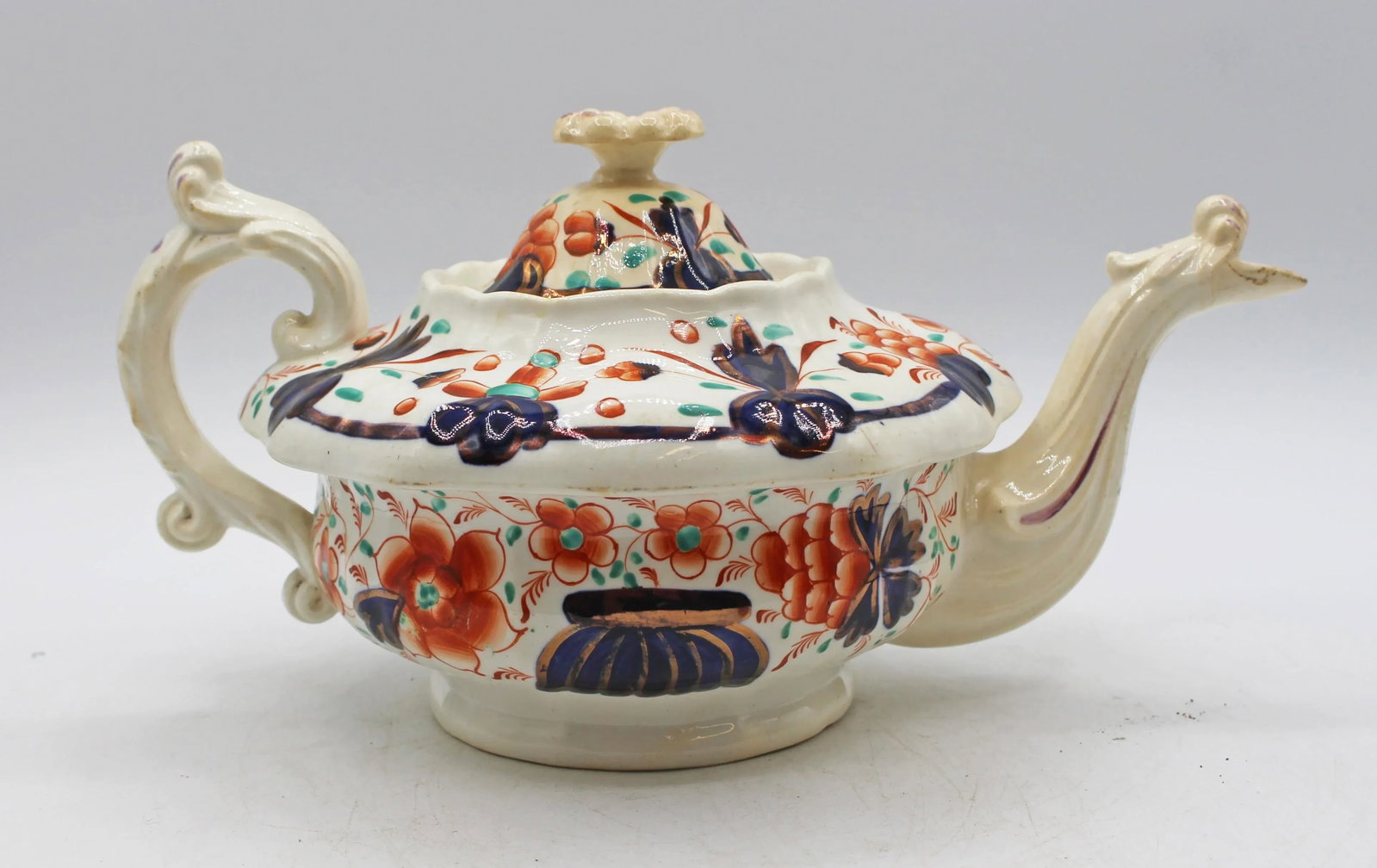 C. 1850 English Staffordshire District Gaudy Welsh "Grape" Pattern Tea Pot - 3