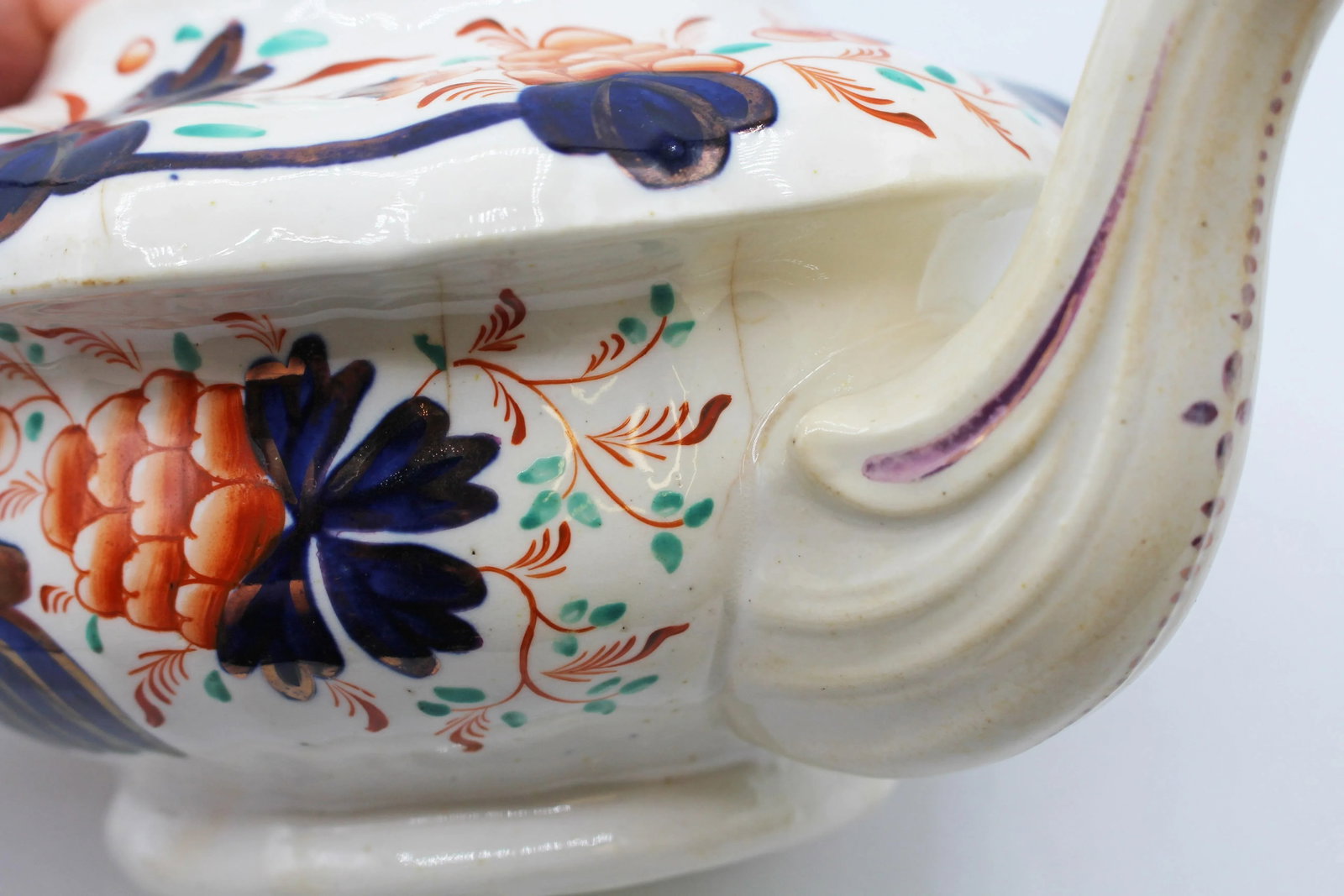 C. 1850 English Staffordshire District Gaudy Welsh "Grape" Pattern Tea Pot - 9