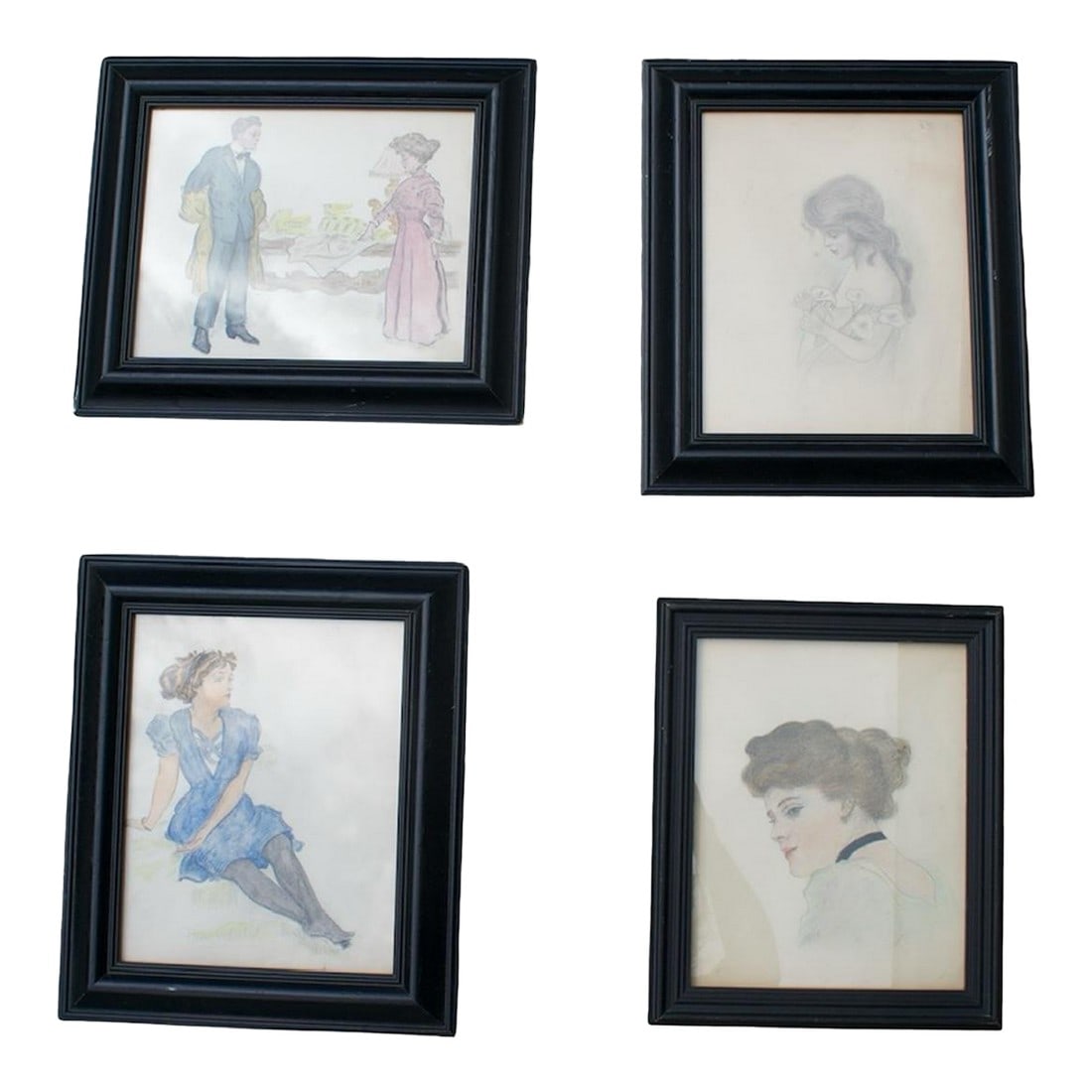 Group of 4 w.c. Vincent Watercolor Portraits (1 of 13)