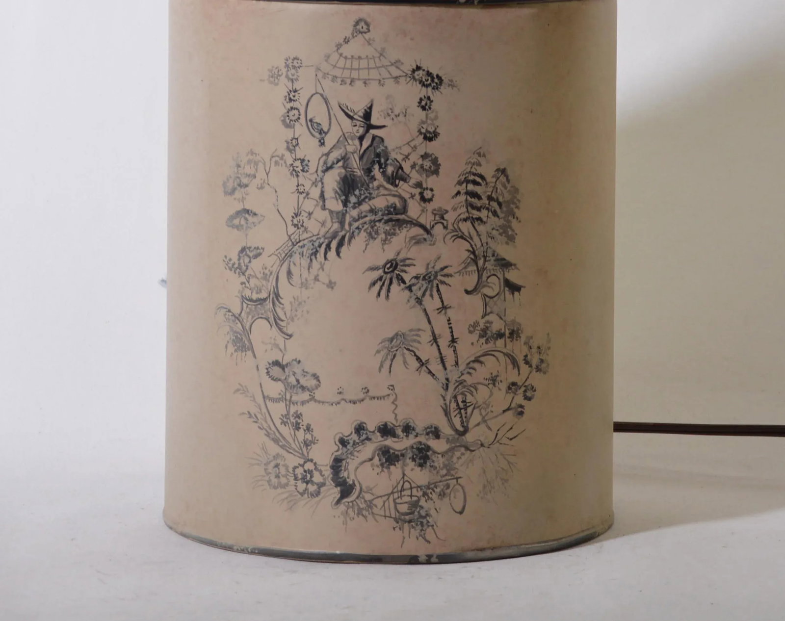 Vintage English Export Tea Caddy Hand-Painted Chinoiserie Figurines Table Lamp - 5