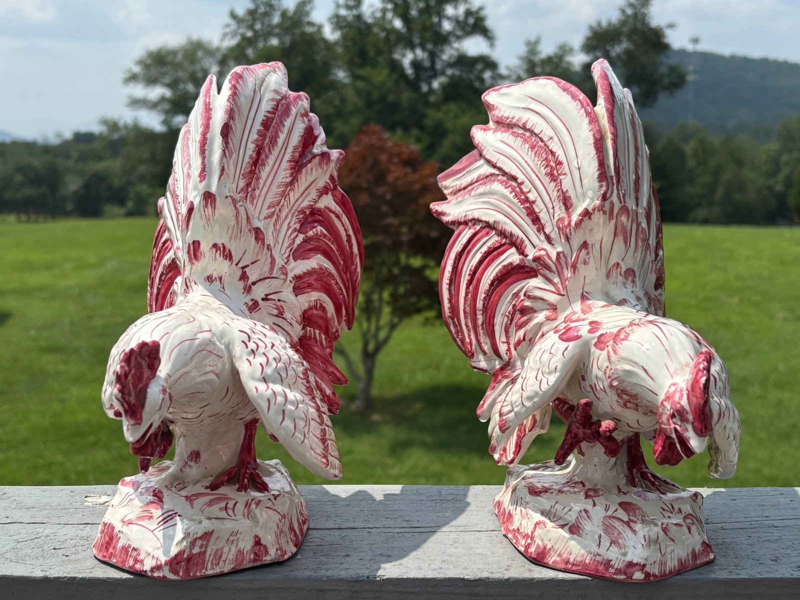 1970s Rose, and Italian - A Porcelain Pair of Roosters - 3
