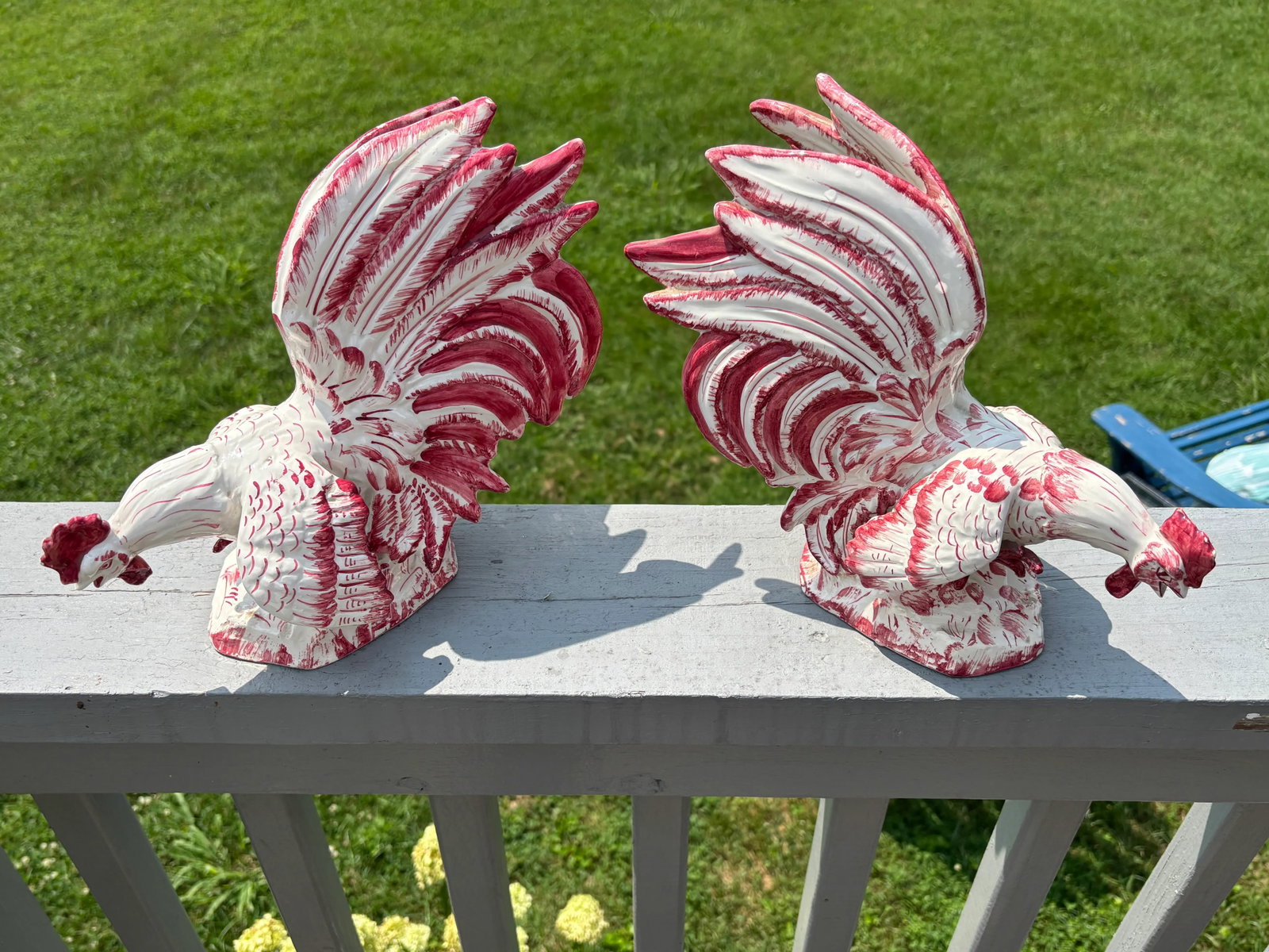 1970s Rose, and Italian - A Porcelain Pair of Roosters - 4