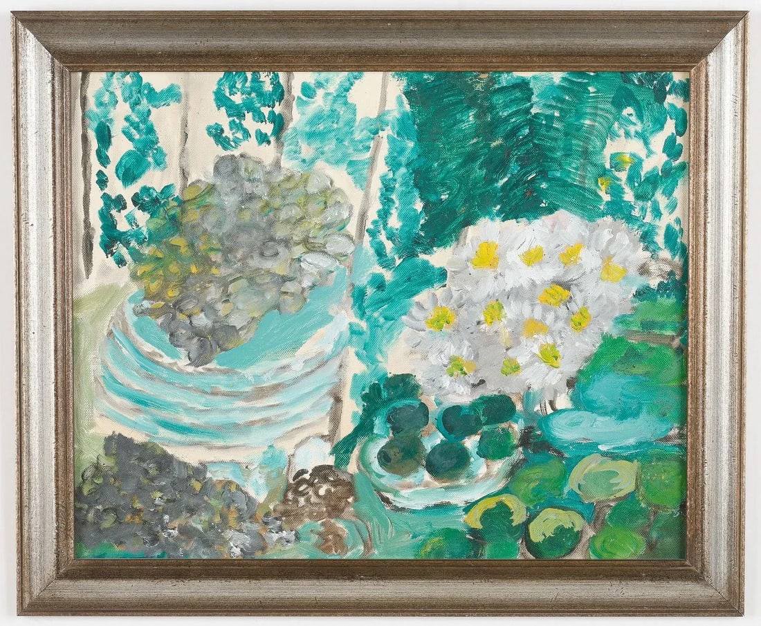 Original Justin McCarthy "Untitled" Green Still Life Oil Painting, Framed - 2