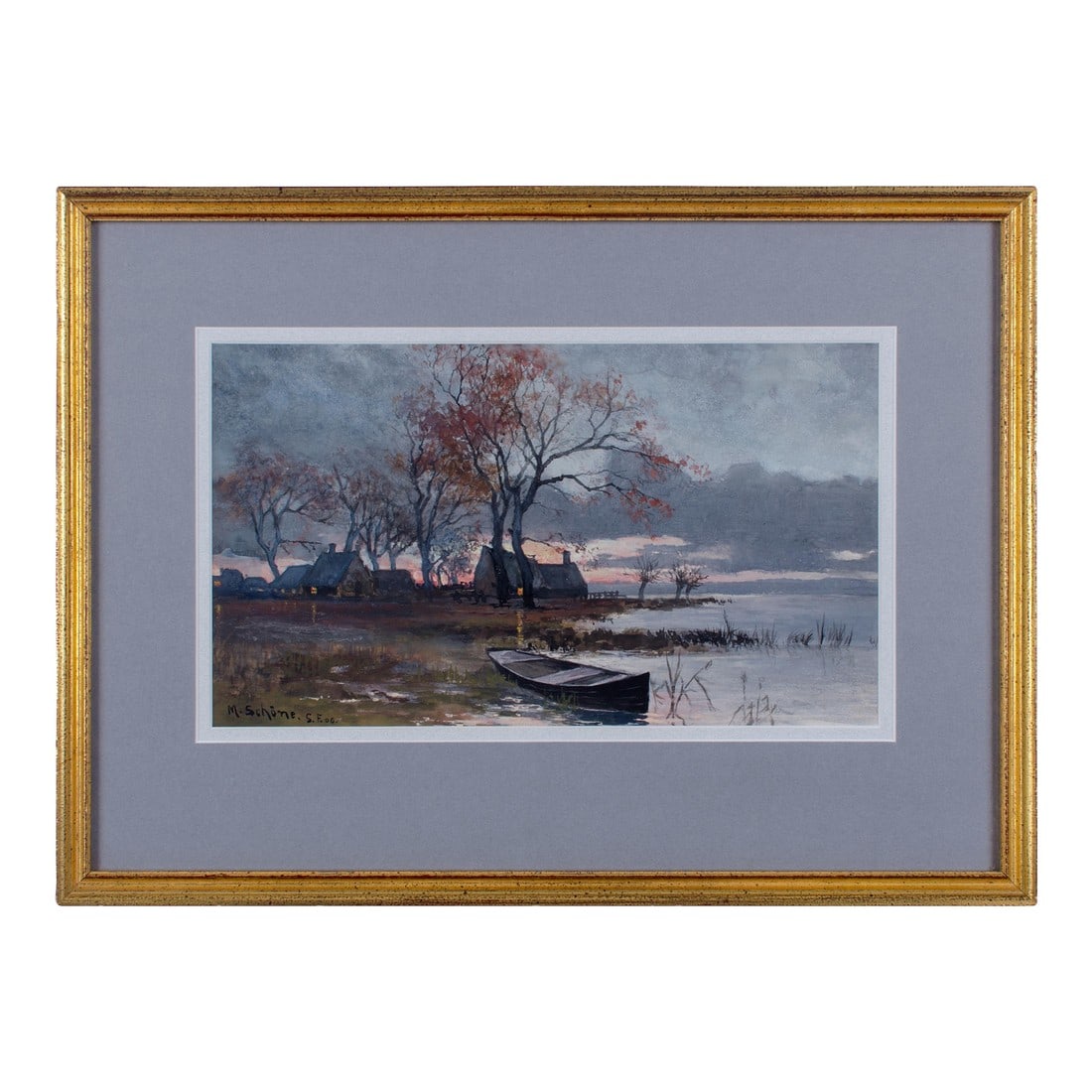 Margarethe Schönermark - German Landscape Watercolor Painting, 1900: Margarethe Schönermark (Germany, 1873-1951), painter and illustrator of postcards and calendars. watercolor on paper, 1900 sight: 10 Â½ by 6 inches frame: 15 Â½ by 11 Â&#