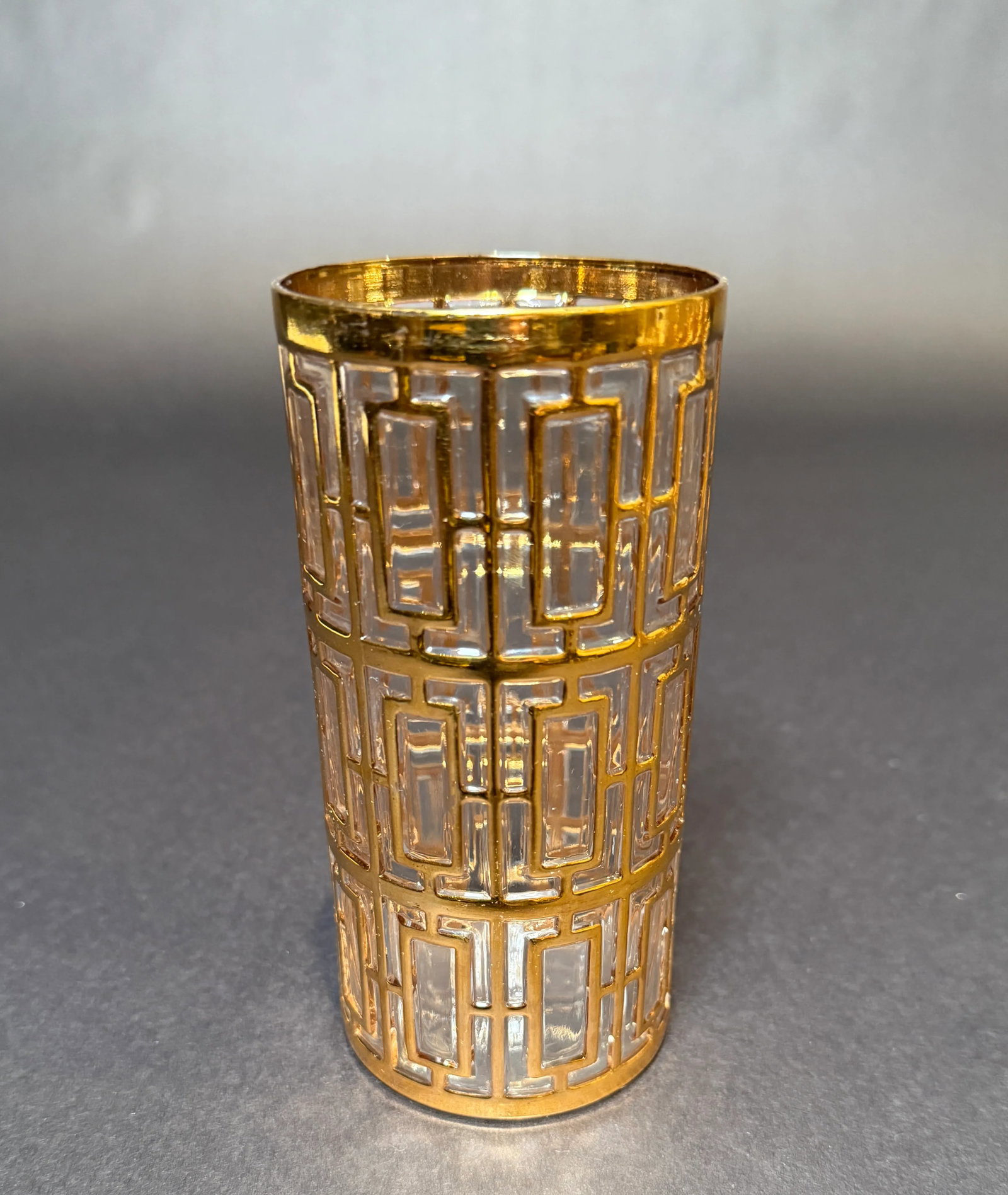 1960s Imperial Glass Co. "Shoji Trellis" Gilt Tumblers- 15 Pieces - 6
