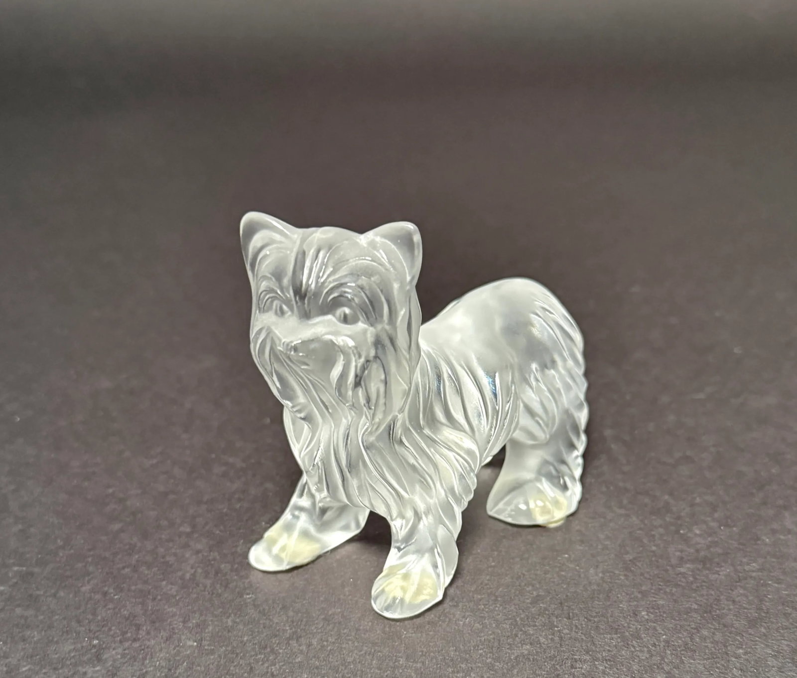 Set of Three Signed Lalique France Frosted Glass Yorkshire Terrier Figurines - 5