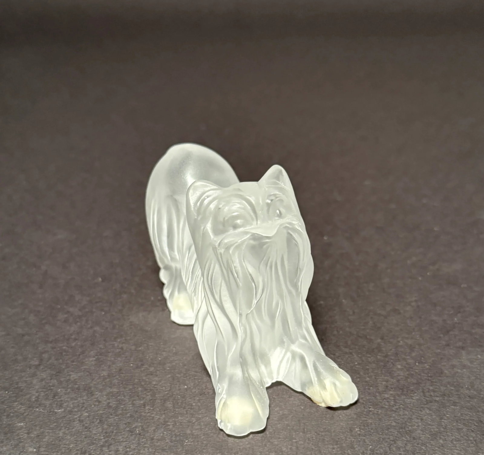 Set of Three Signed Lalique France Frosted Glass Yorkshire Terrier Figurines - 6