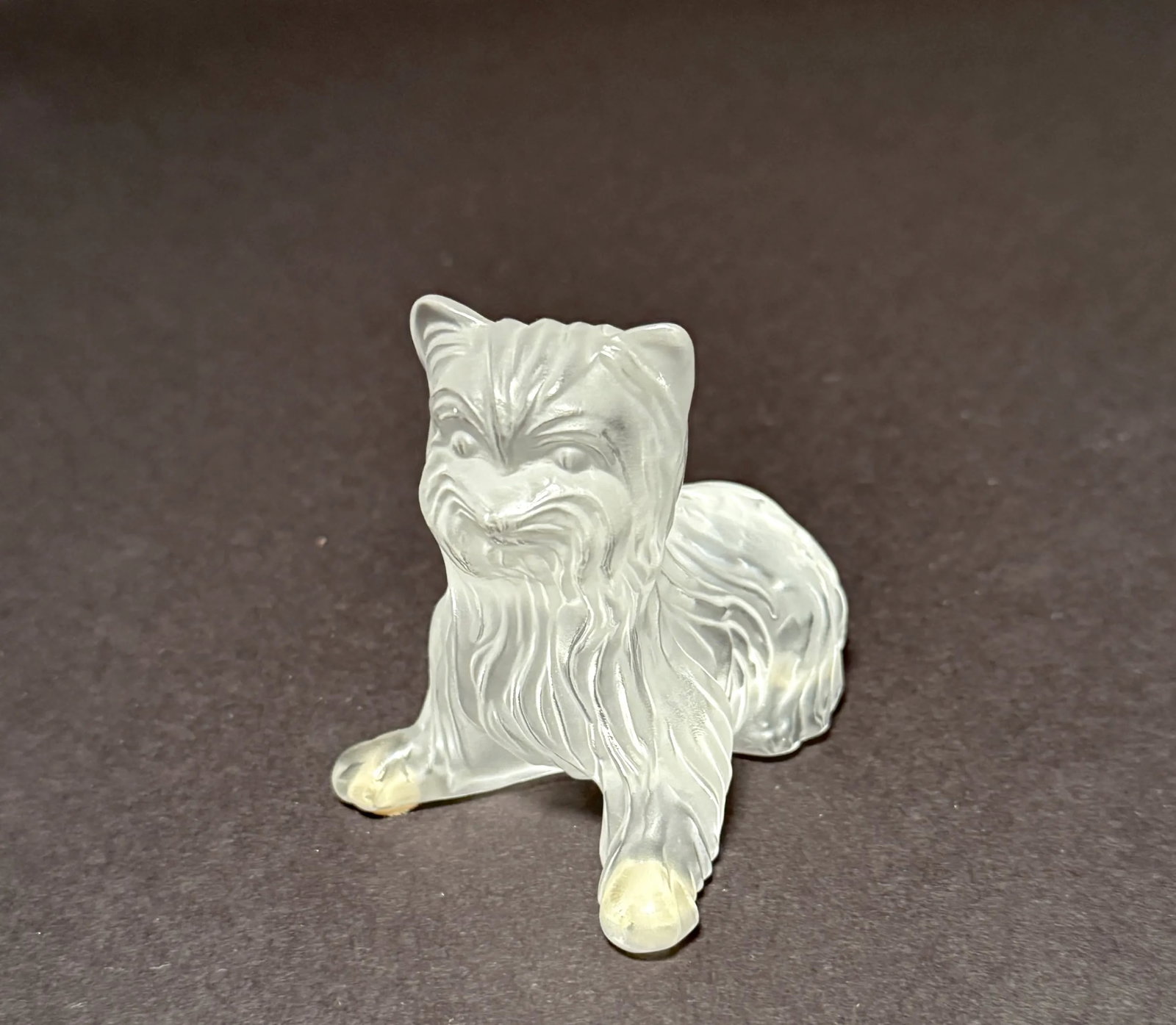 Set of Three Signed Lalique France Frosted Glass Yorkshire Terrier Figurines - 7