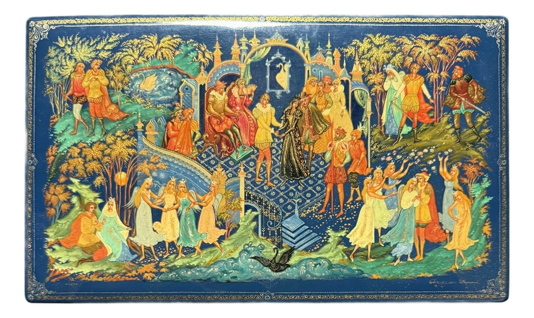 Late 20th Century Hand-Painted Lacquer Box – Swan Lake Scene (1 of 11)