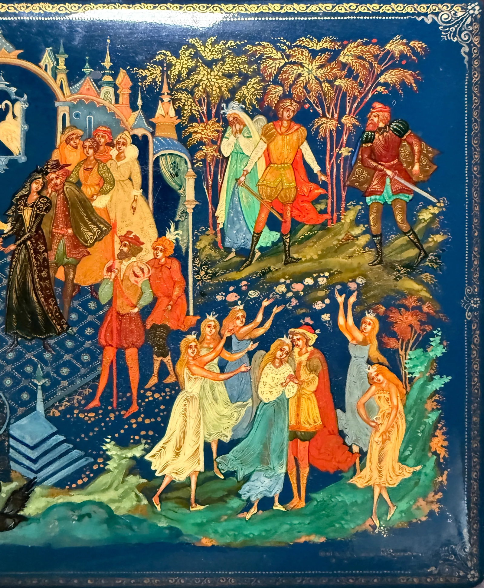Late 20th Century Hand-Painted Lacquer Box – Swan Lake Scene - 4