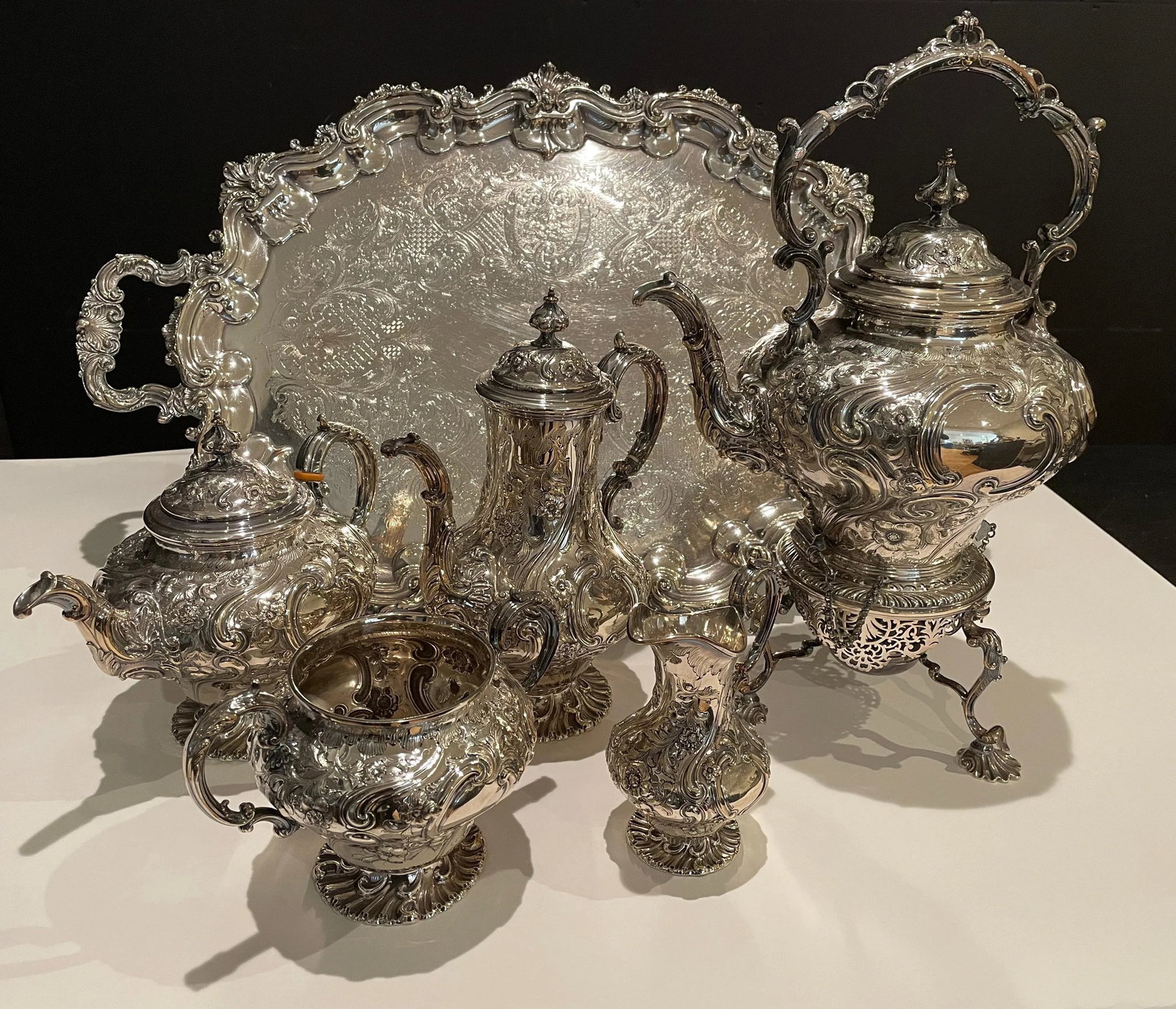 Mid 19th Century Antique Martin, Hall & Co. English Silver Plate Tea Set, 6 Pieces - 3