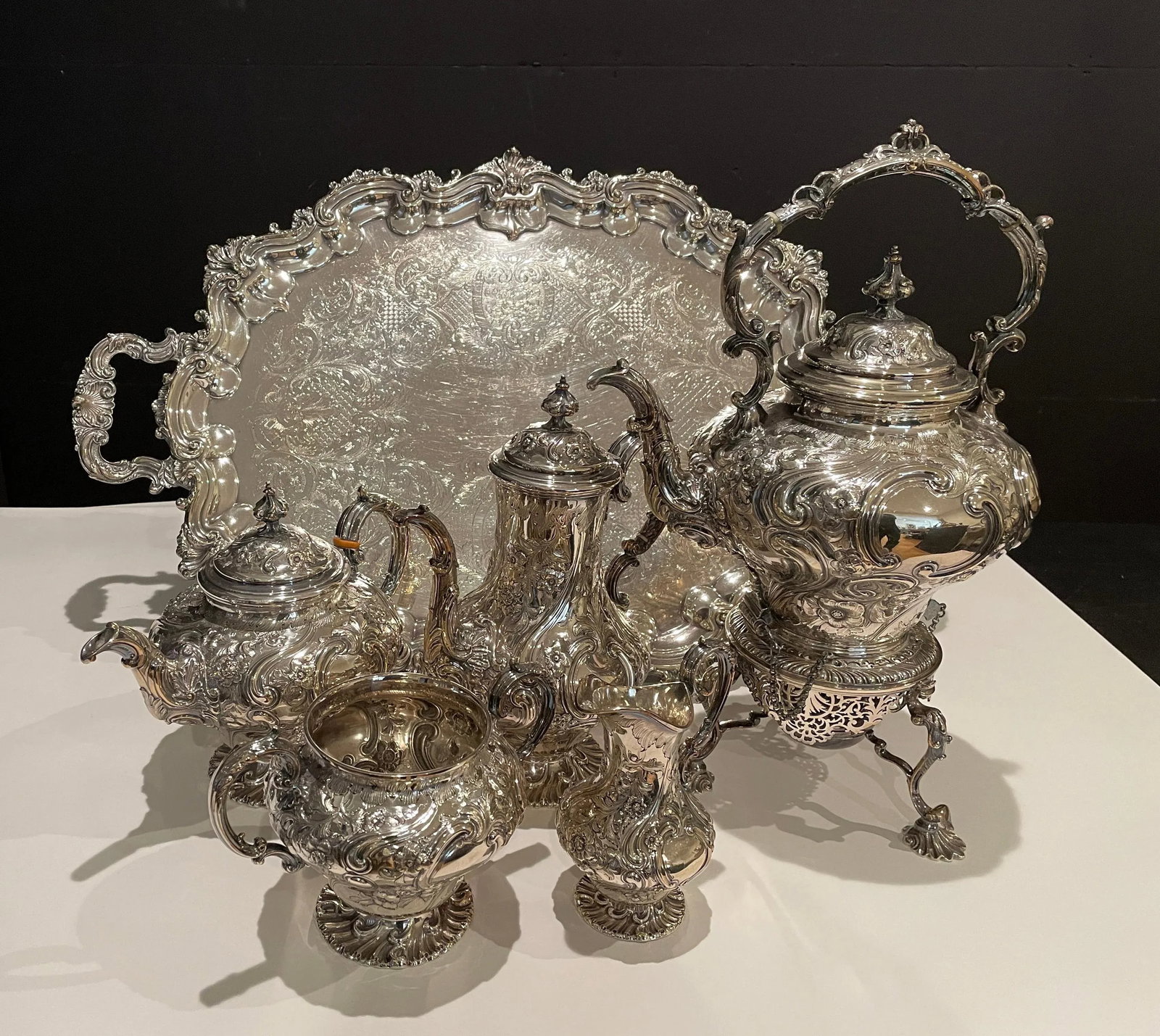 Mid 19th Century Antique Martin, Hall & Co. English Silver Plate Tea Set, 6 Pieces - 4