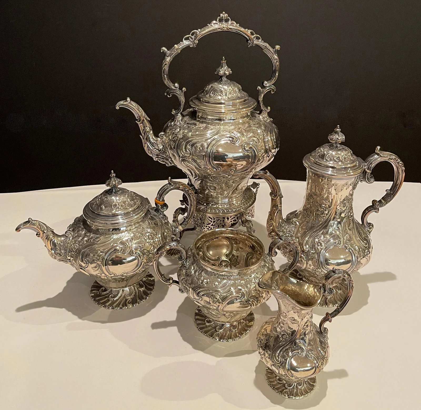 Mid 19th Century Antique Martin, Hall & Co. English Silver Plate Tea Set, 6 Pieces - 5