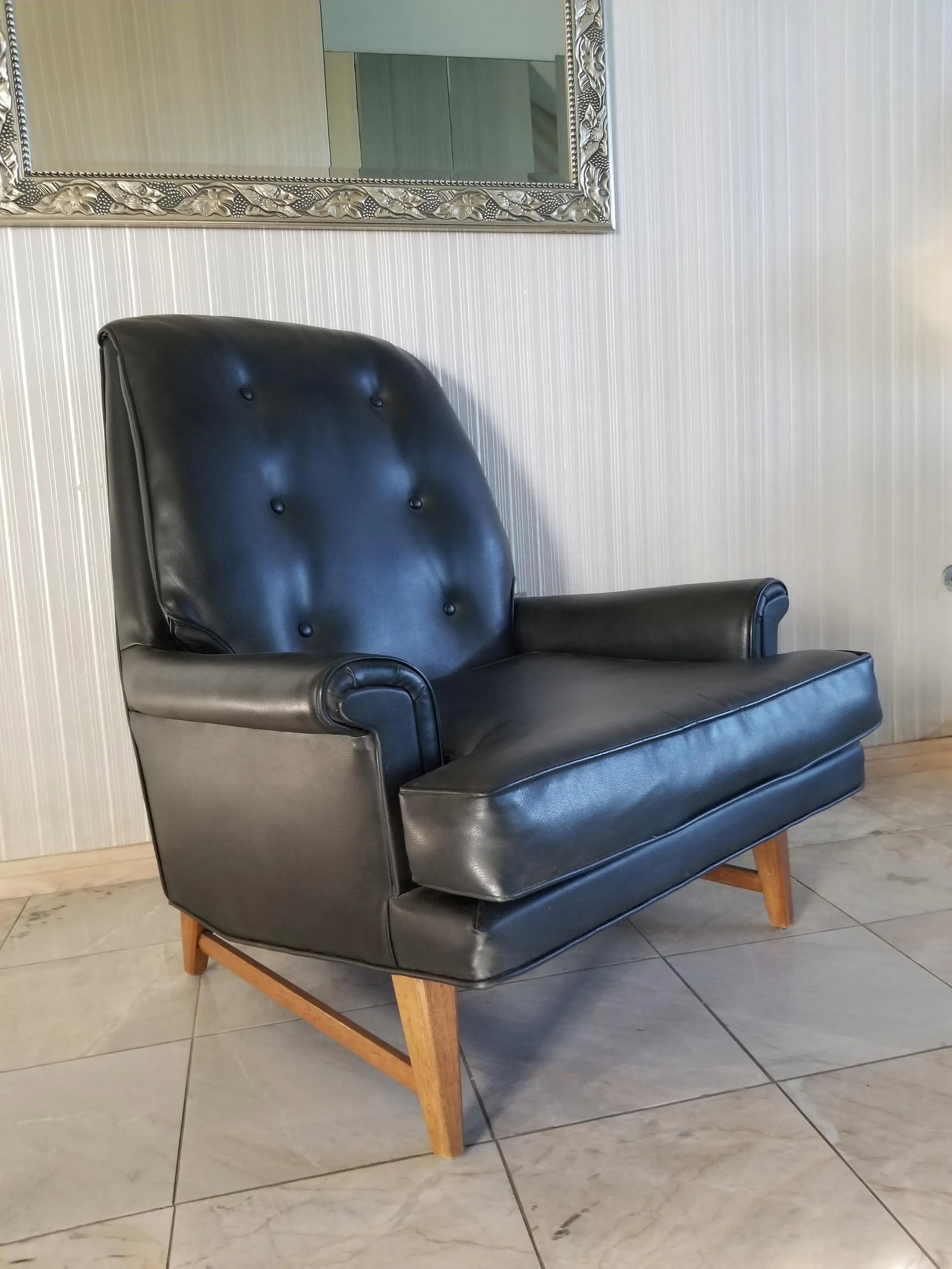 1950s Heritage Faux Leather Mahogany Lounge Chair - 13