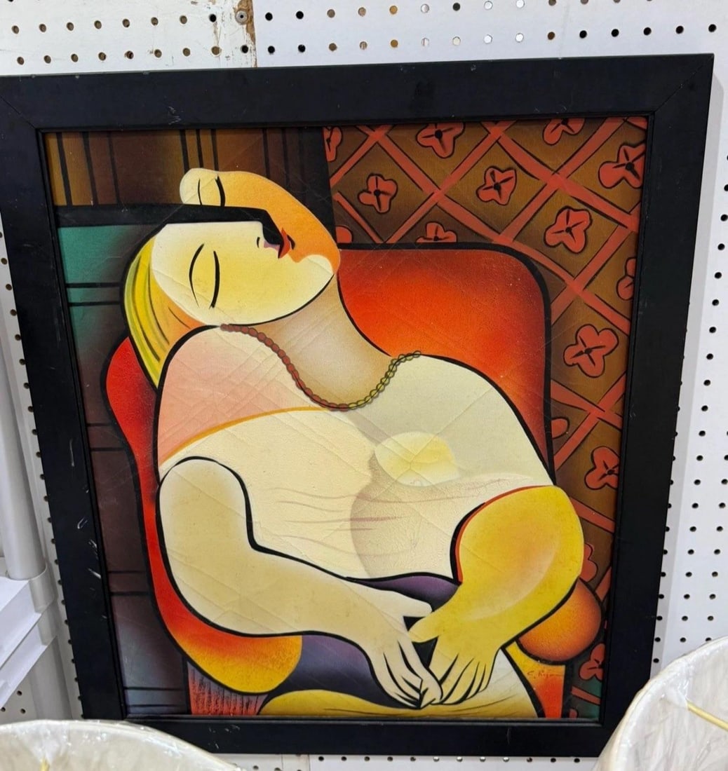 1970s Cubist Portrait of a Woman" by C. Ryan - 2