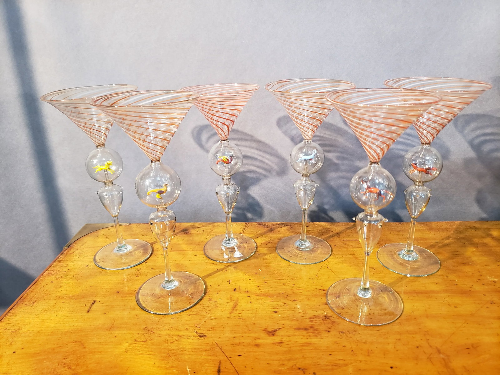 Art Deco Bimini Animal Martini Cocktail Glasses- Set of Four - 12