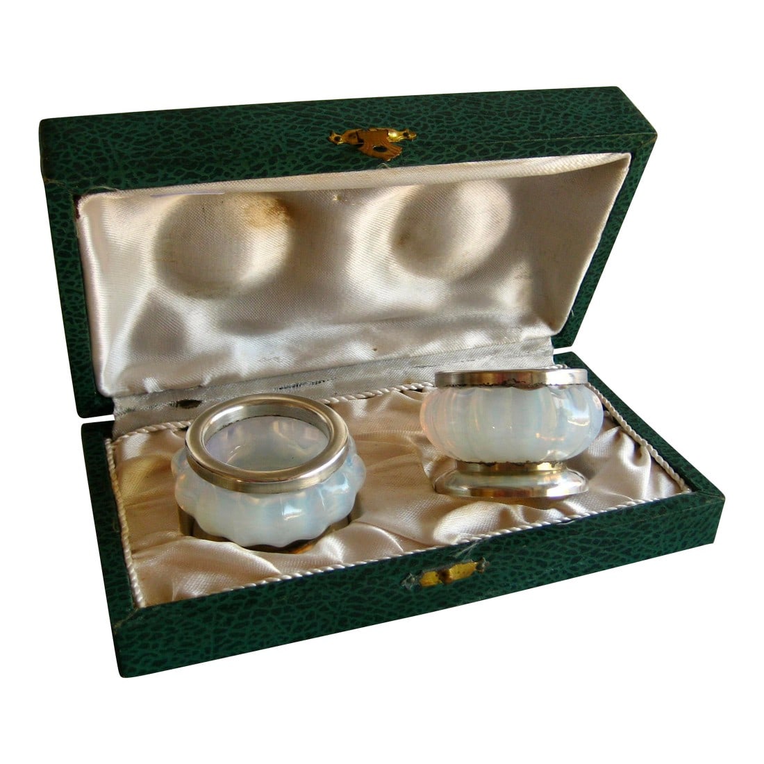 1930s French Art Deco Sabino Style Opulent Salt and Pepper Set in Original Box (1 of 7)