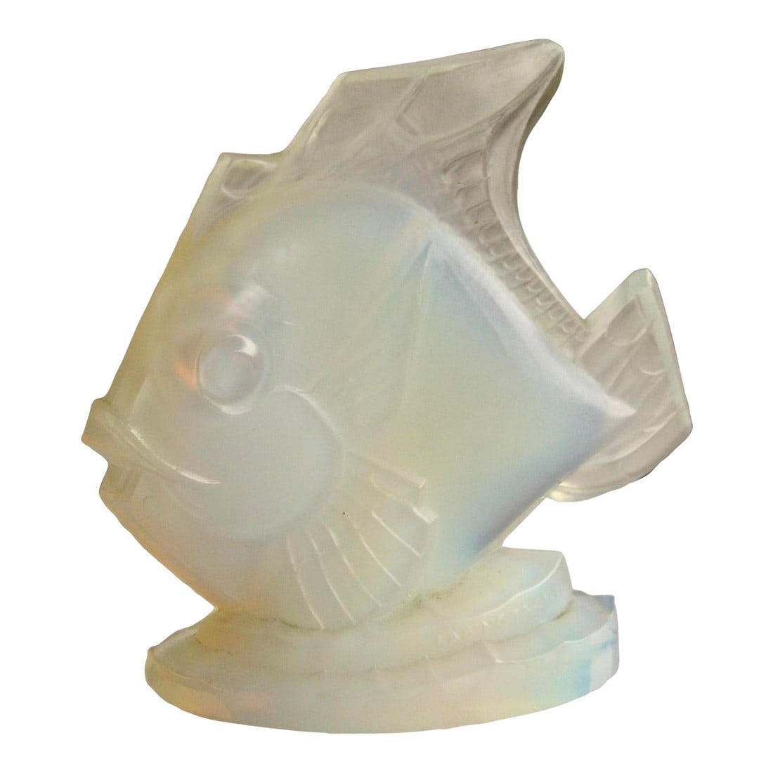 1930s French Opalescent Sabino Glass Fish: Sabino was and is very appreciated and collected for his Opalescent glass item of all sorts , this technique was extremely appreciated in the 1920 - 30. This technique of white with some gold