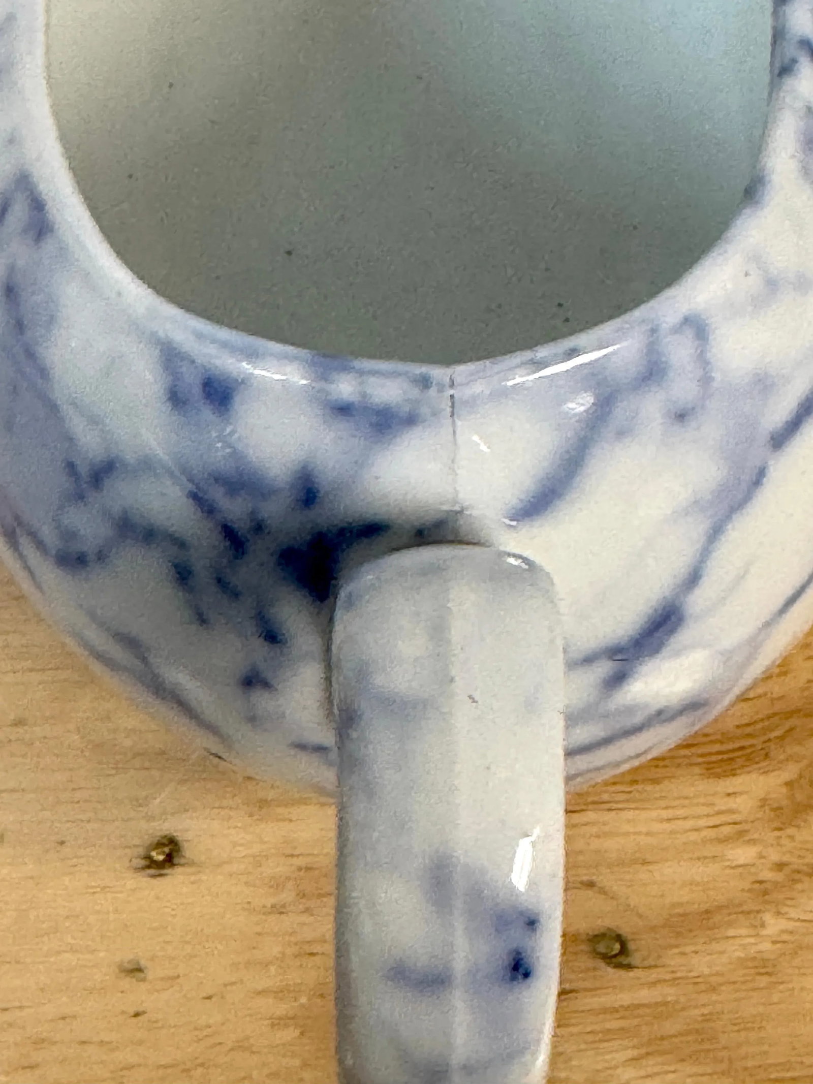 Rare 19th C. English Blue & White Marbleized Porcelain Bourdaloue - 7