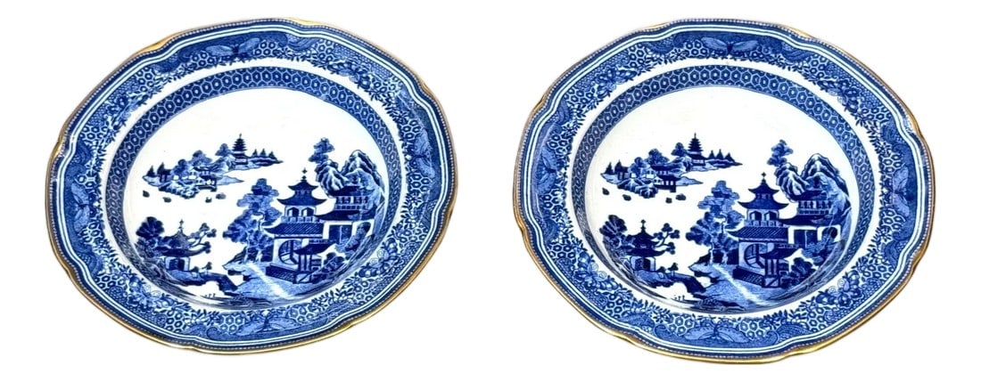 Pair of Early 19th Century Spode Blue and White "Pagoda" Stone China Bowls, 1825 (1 of 11)