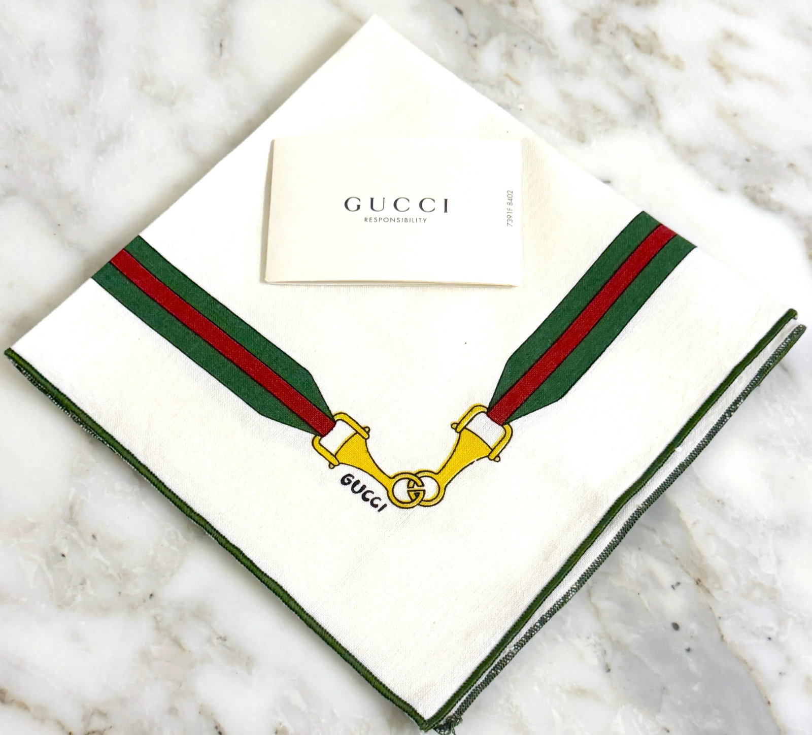 12 Vintage Aldo Gucci Equestrian Napkins with Horsebit Motif, Signed, 1980s - 5