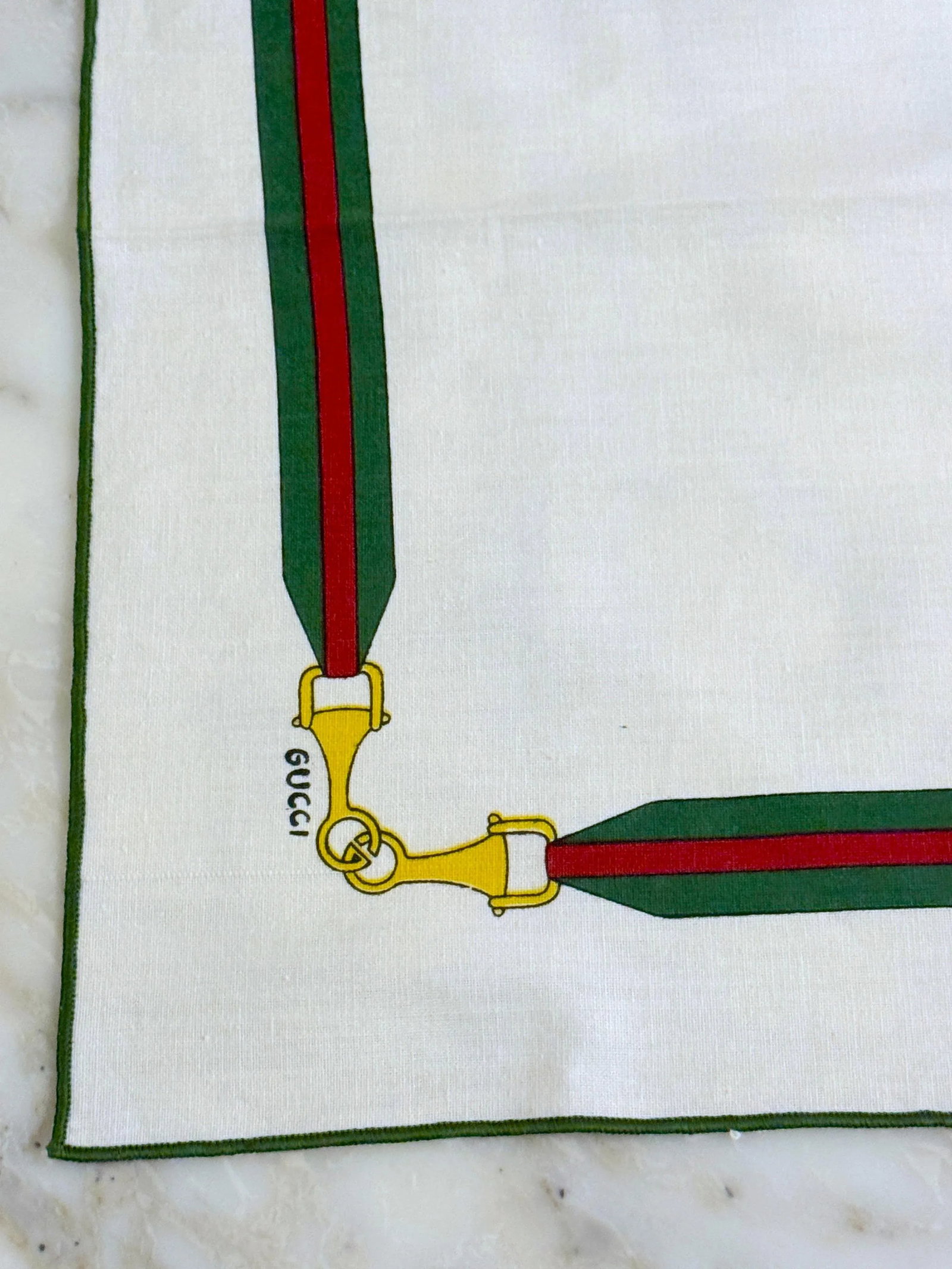 12 Vintage Aldo Gucci Equestrian Napkins with Horsebit Motif, Signed, 1980s - 7