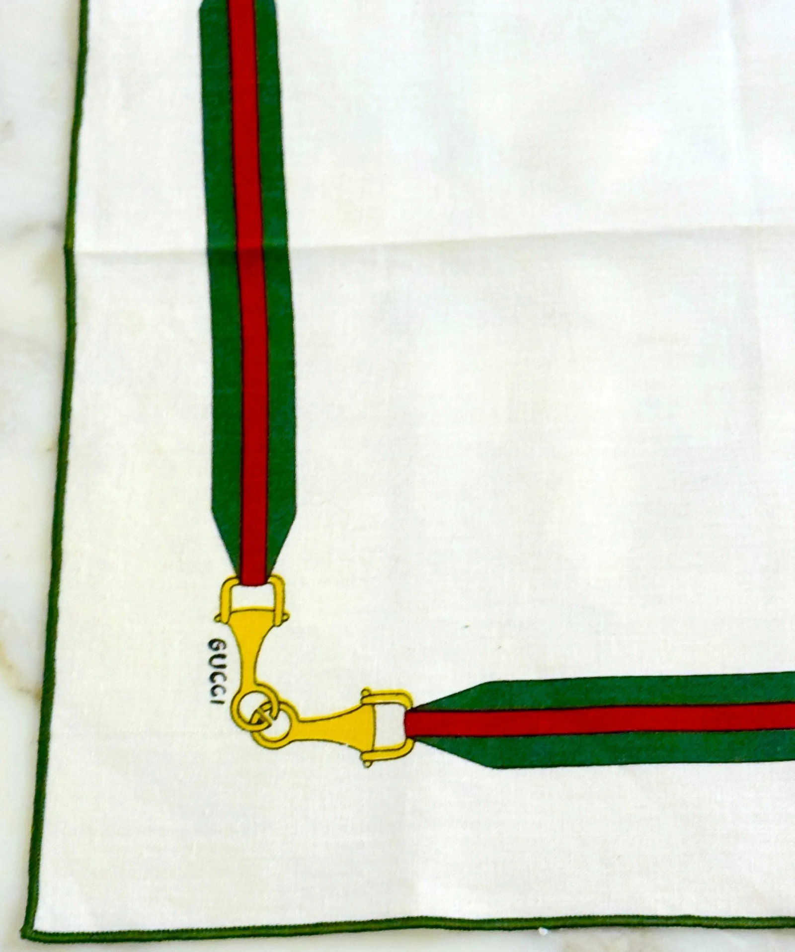 12 Vintage Aldo Gucci Equestrian Napkins with Horsebit Motif, Signed, 1980s - 8