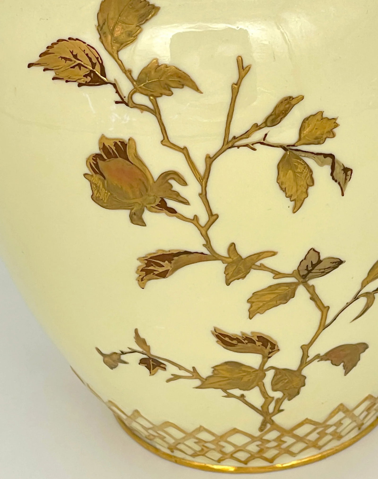 Royal Crown Derby Aesthetic Movement Gilt Potpourri Vase with Pierced Lid, 1892 - 2