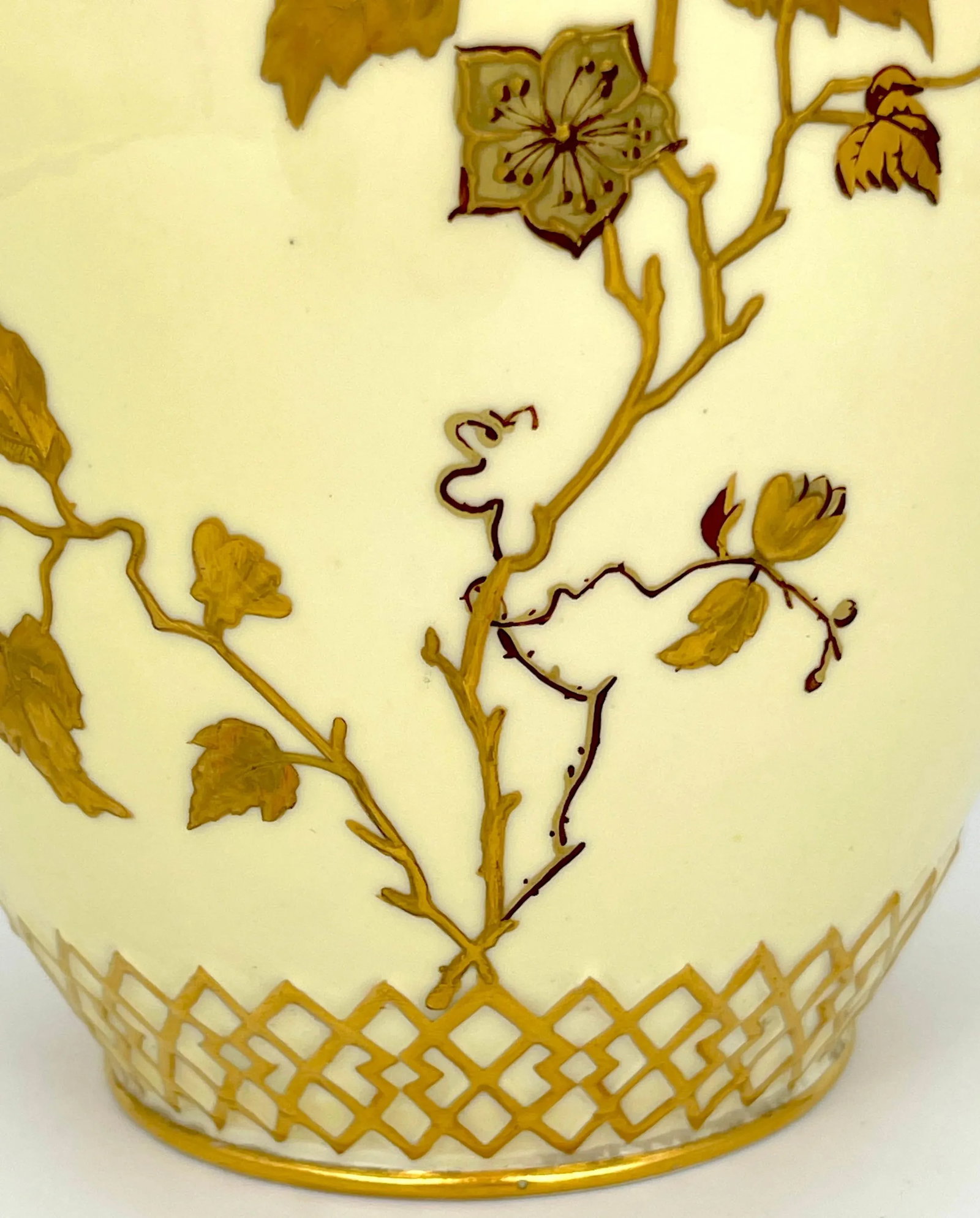 Royal Crown Derby Aesthetic Movement Gilt Potpourri Vase with Pierced Lid, 1892 - 3
