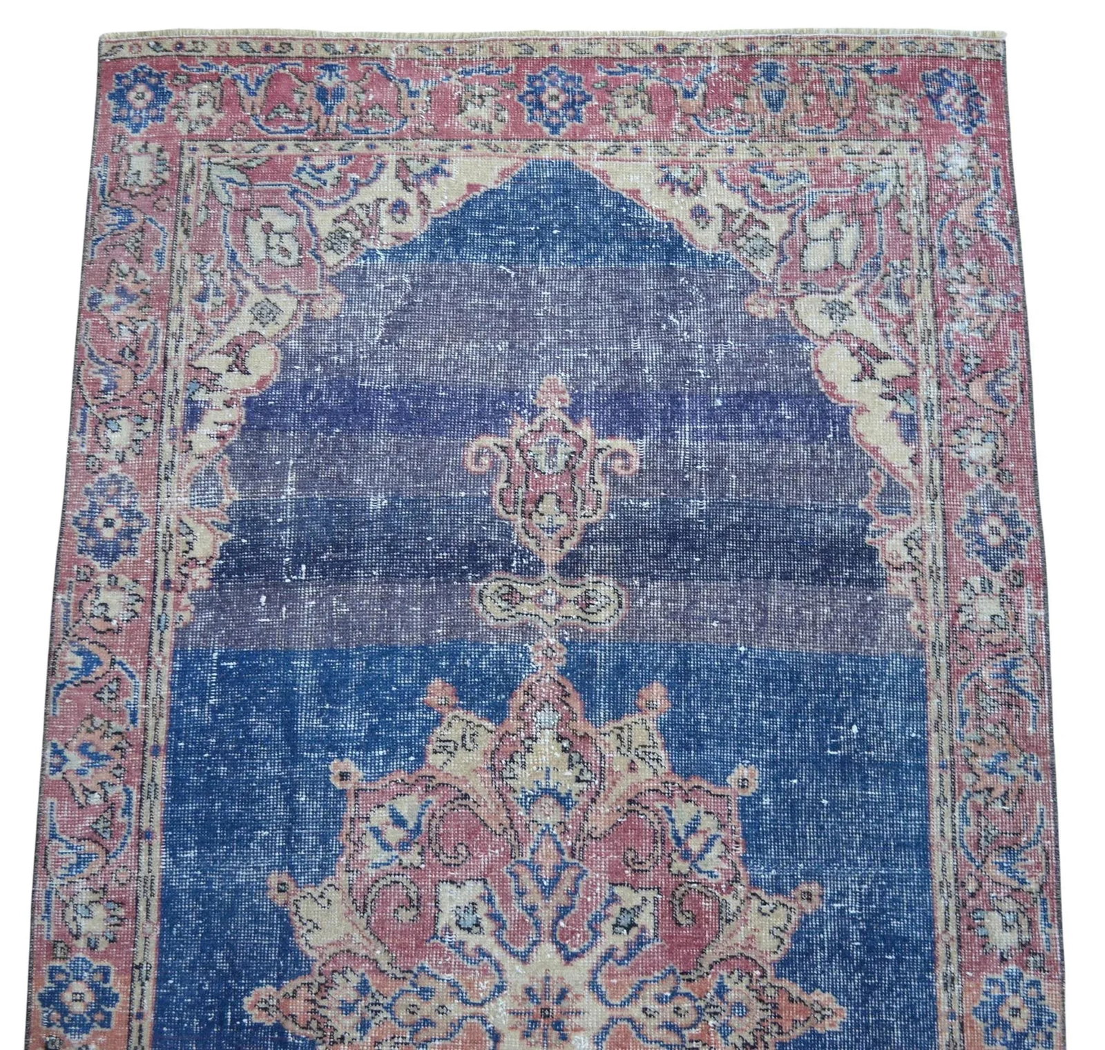Distressed Area Rug Hand Knotted Muted Color Oushak Medallion Rug - 3'7'' X 7'5'' - 6