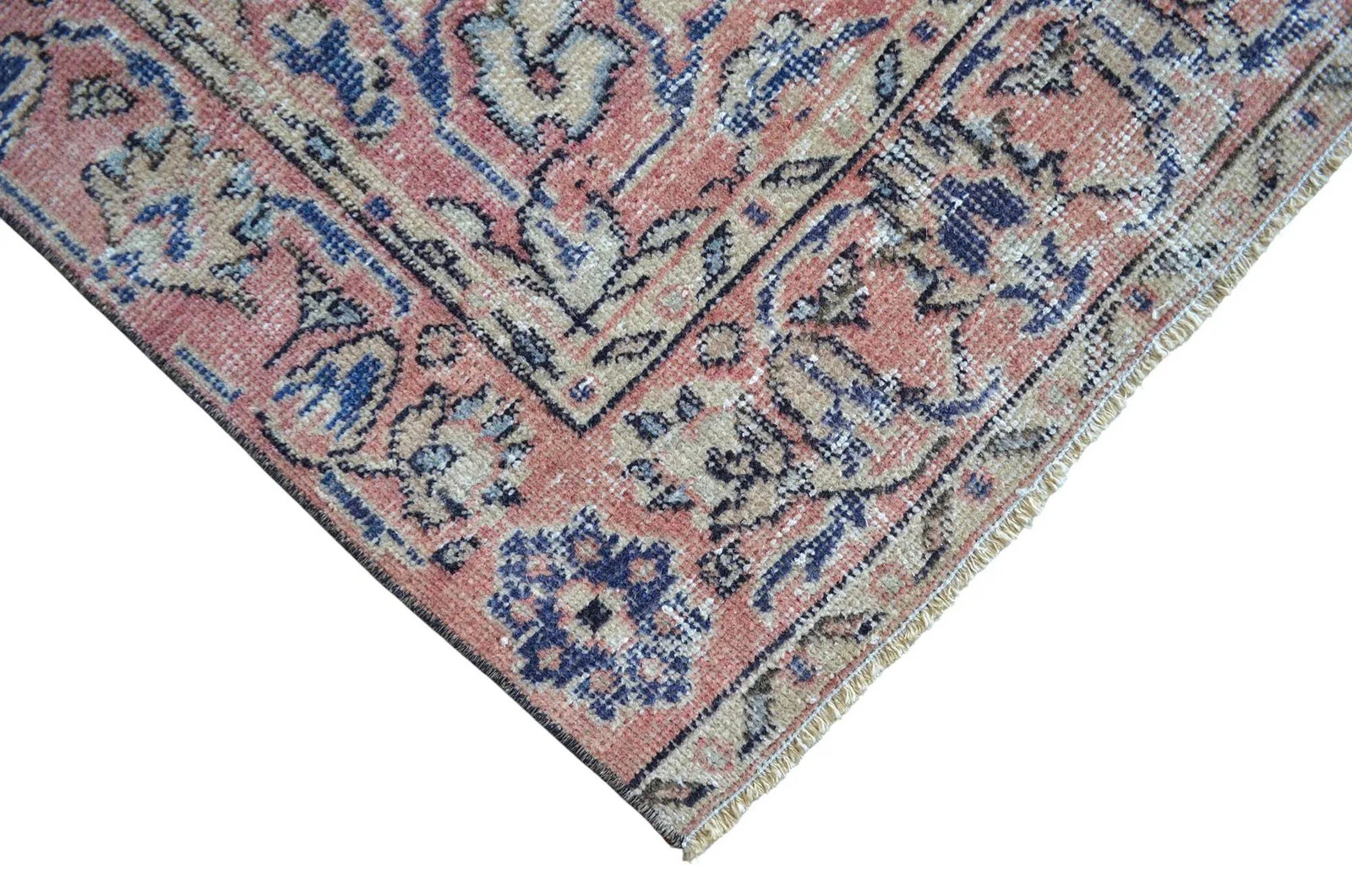 Distressed Area Rug Hand Knotted Muted Color Oushak Medallion Rug - 3'7'' X 7'5'' - 8