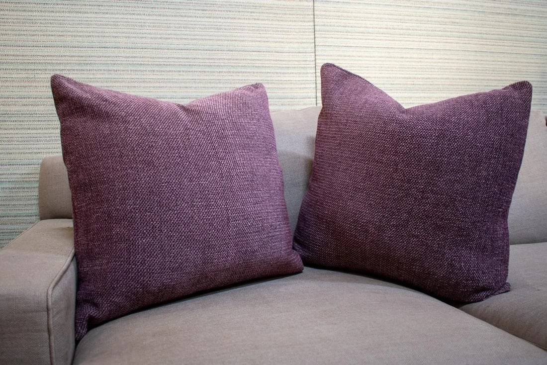 Pair of Custom Purple Chenille Pillows - 4