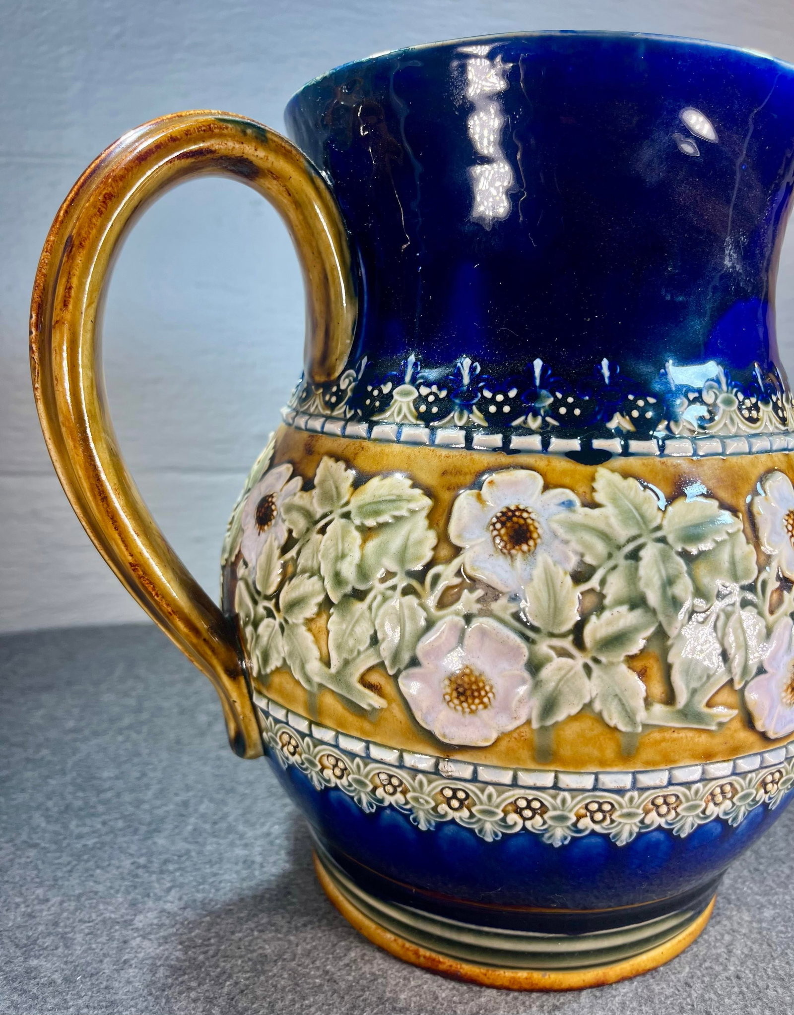 Antique Doulton Lambeth Glazed Stoneware Pitcher - 2