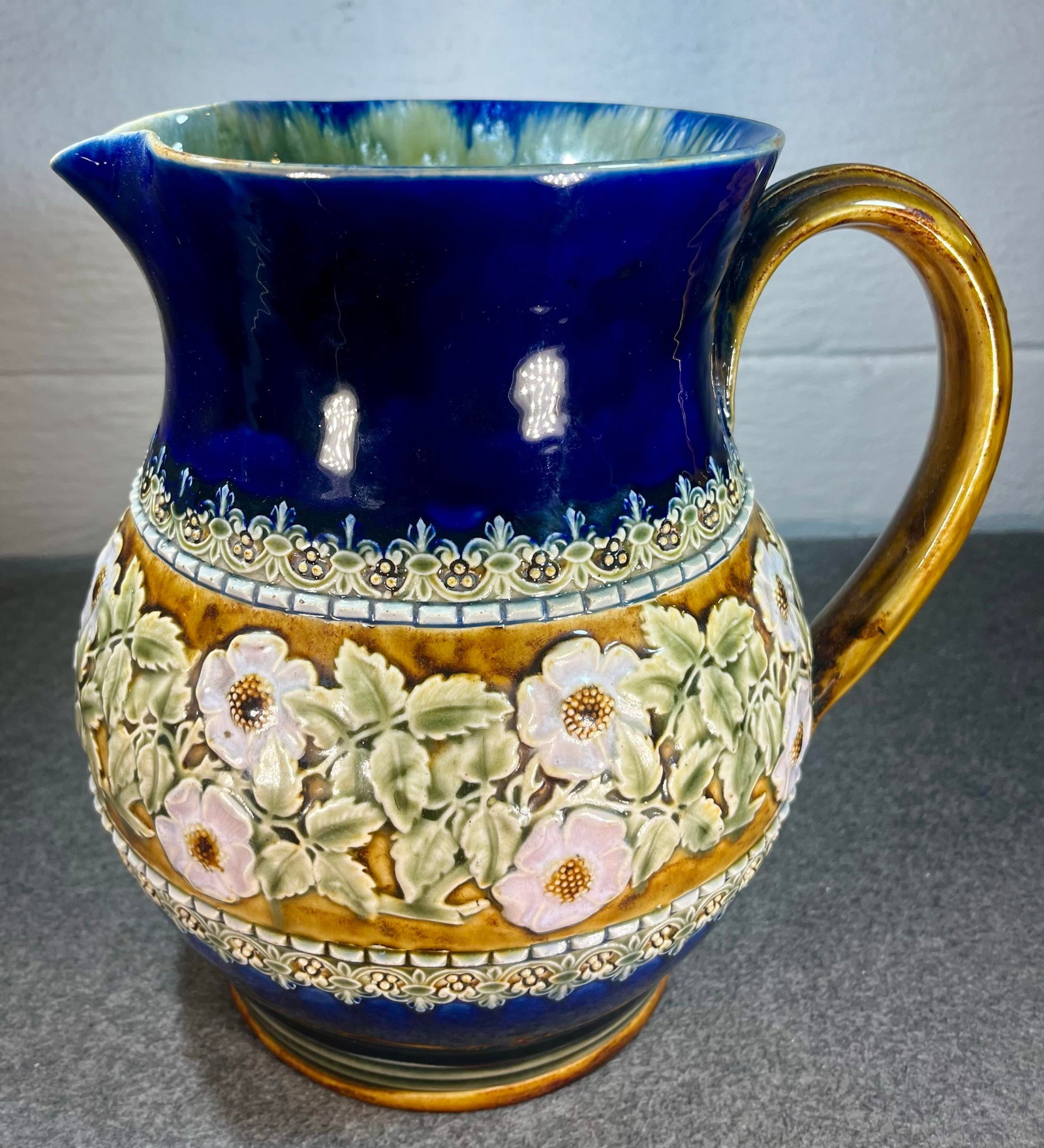 Antique Doulton Lambeth Glazed Stoneware Pitcher - 4