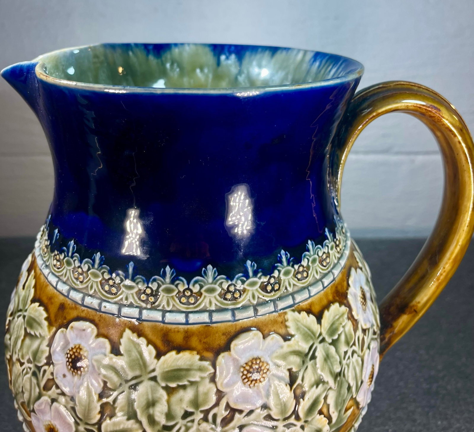Antique Doulton Lambeth Glazed Stoneware Pitcher - 5