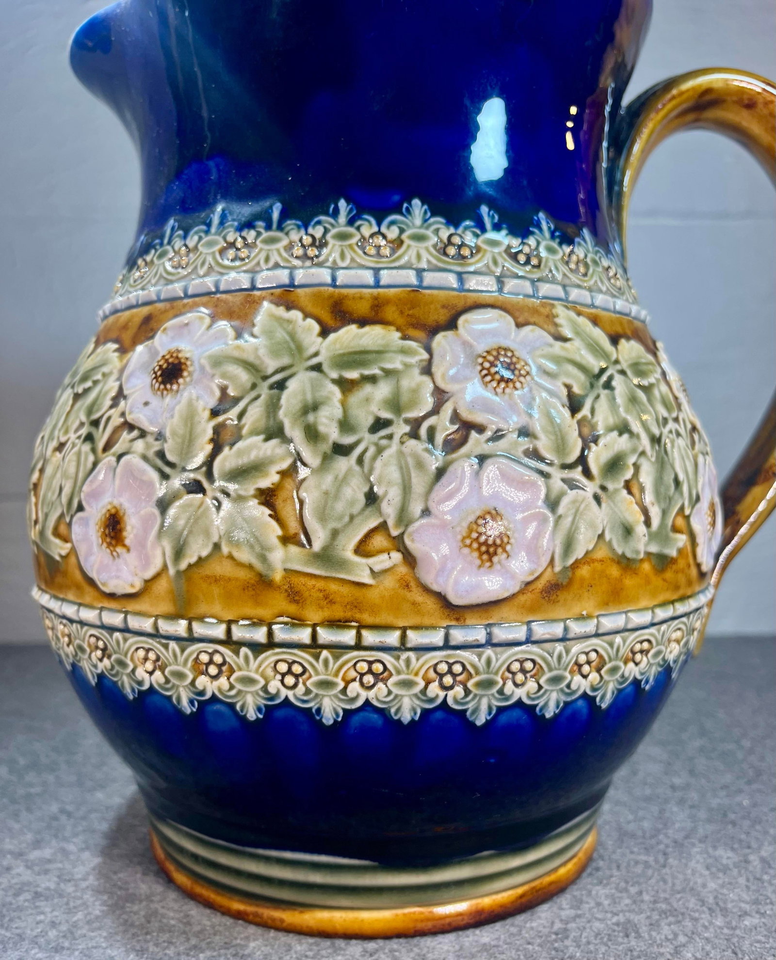 Antique Doulton Lambeth Glazed Stoneware Pitcher - 6