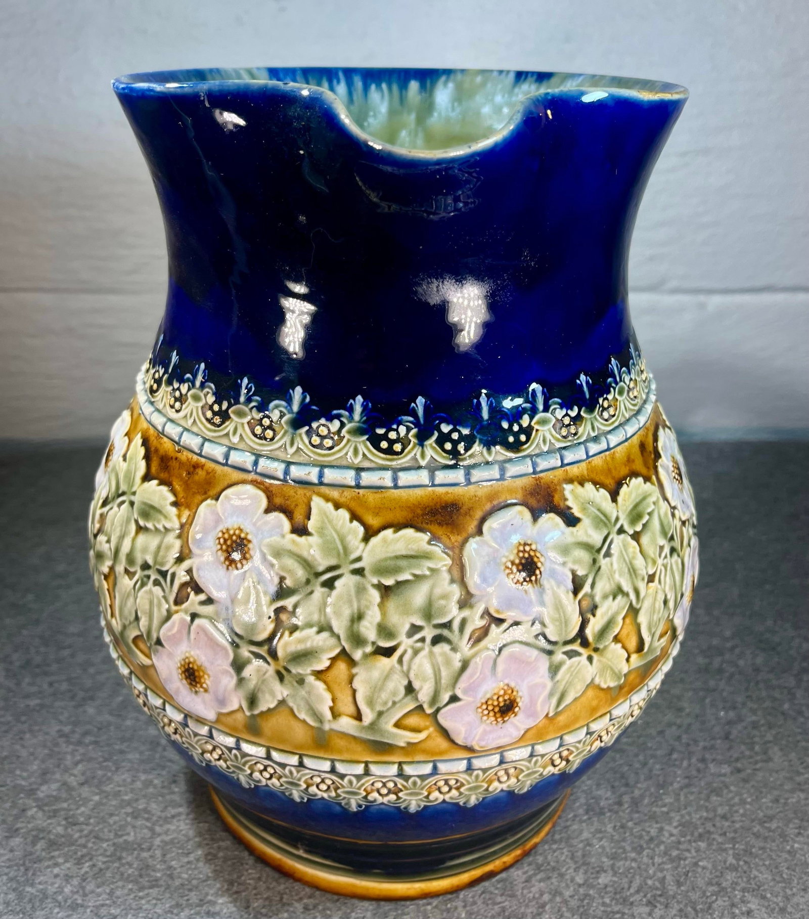Antique Doulton Lambeth Glazed Stoneware Pitcher - 7