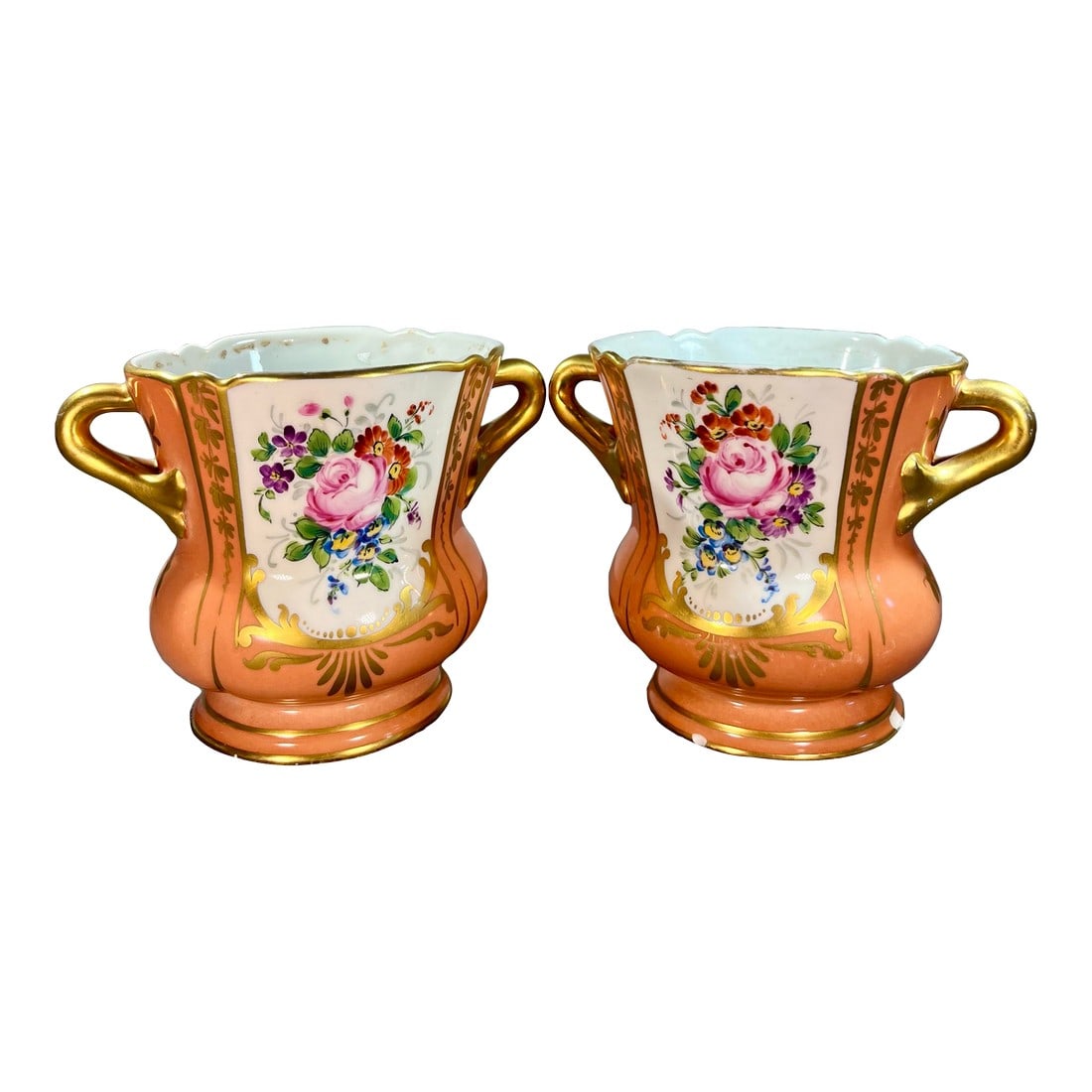 Pair of Antique Sevres Floral Porcelain Cachepots (1 of 12)