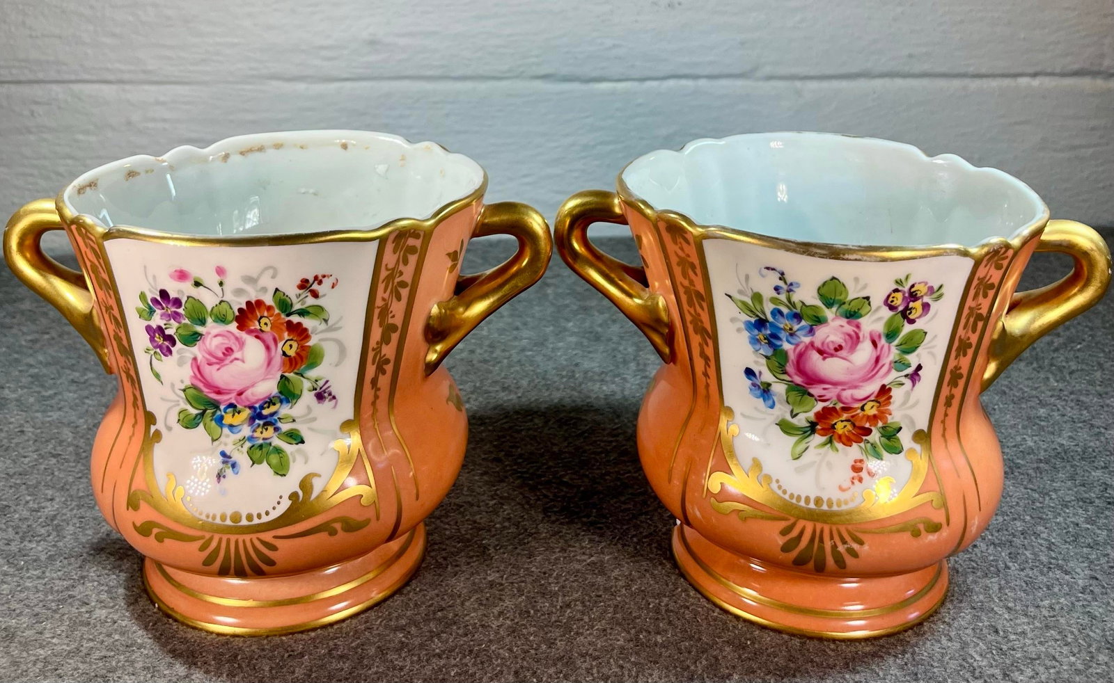 Pair of Antique Sevres Floral Porcelain Cachepots - 3