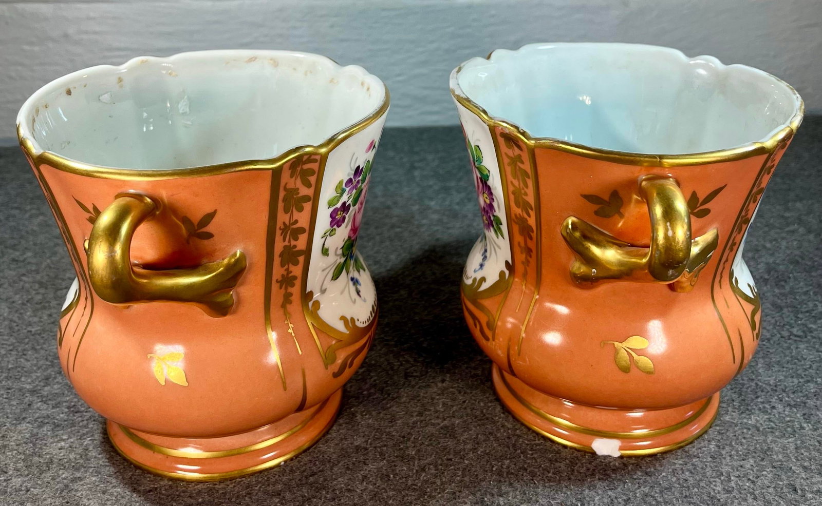 Pair of Antique Sevres Floral Porcelain Cachepots - 6