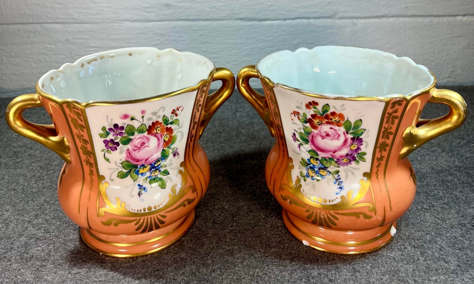 Pair of Antique Sevres Floral Porcelain Cachepots - 7