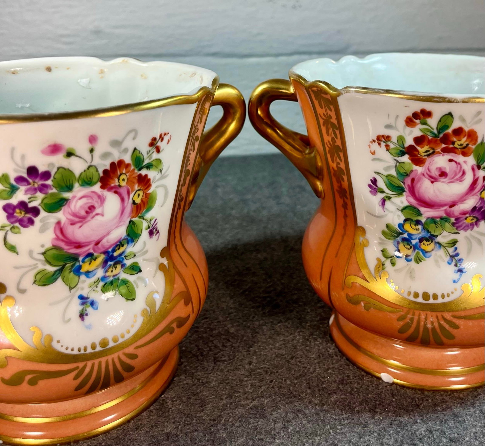 Pair of Antique Sevres Floral Porcelain Cachepots - 8