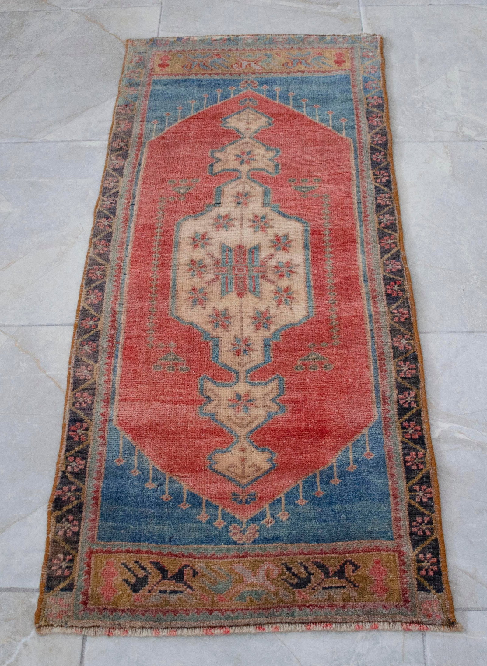 Hand Knotted Door Mat, Entryway Rug, Bath Mat, Kitchen Decor, Small Rug, Turkish Rug - 1"² - 10