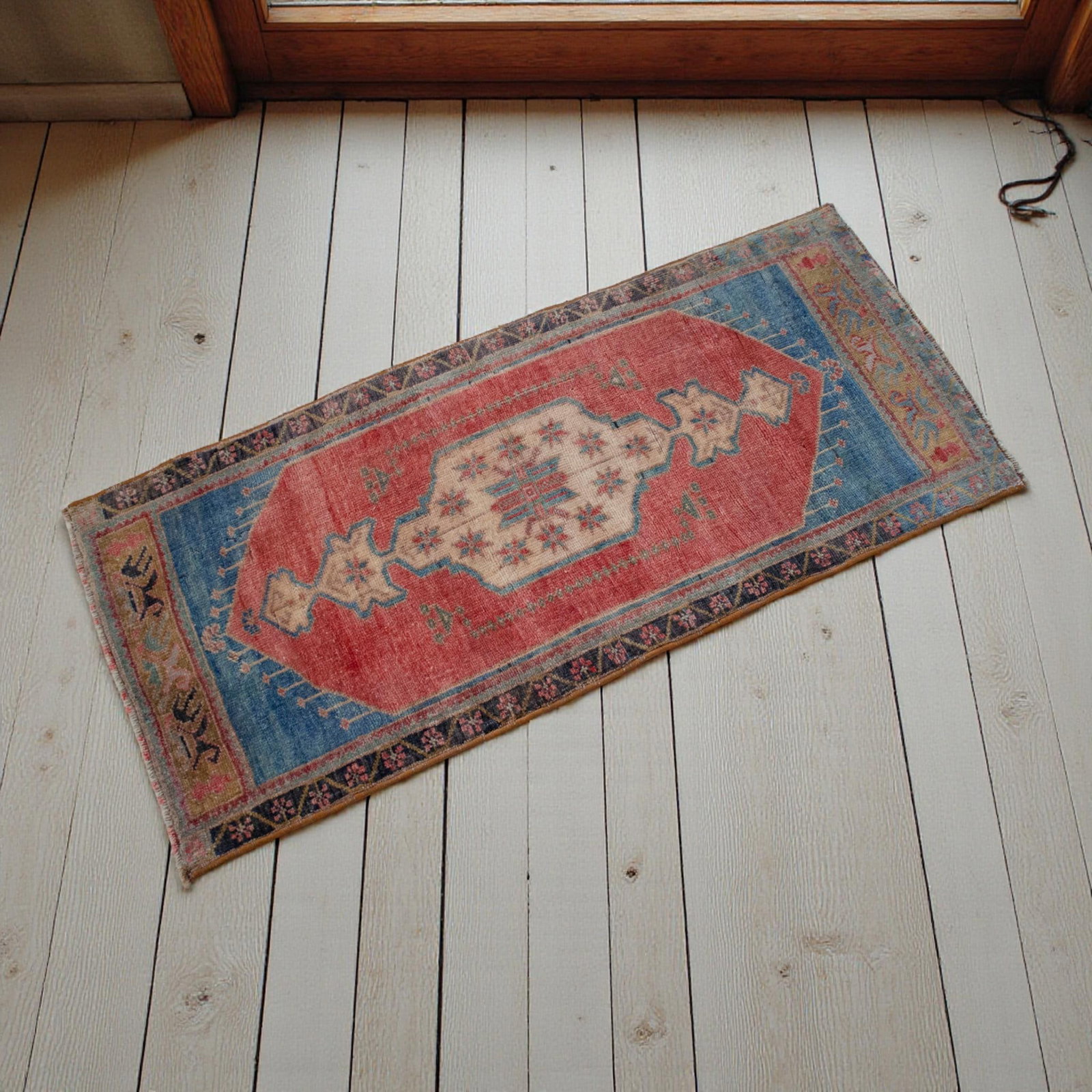 Hand Knotted Door Mat, Entryway Rug, Bath Mat, Kitchen Decor, Small Rug, Turkish Rug - 1"² - 3