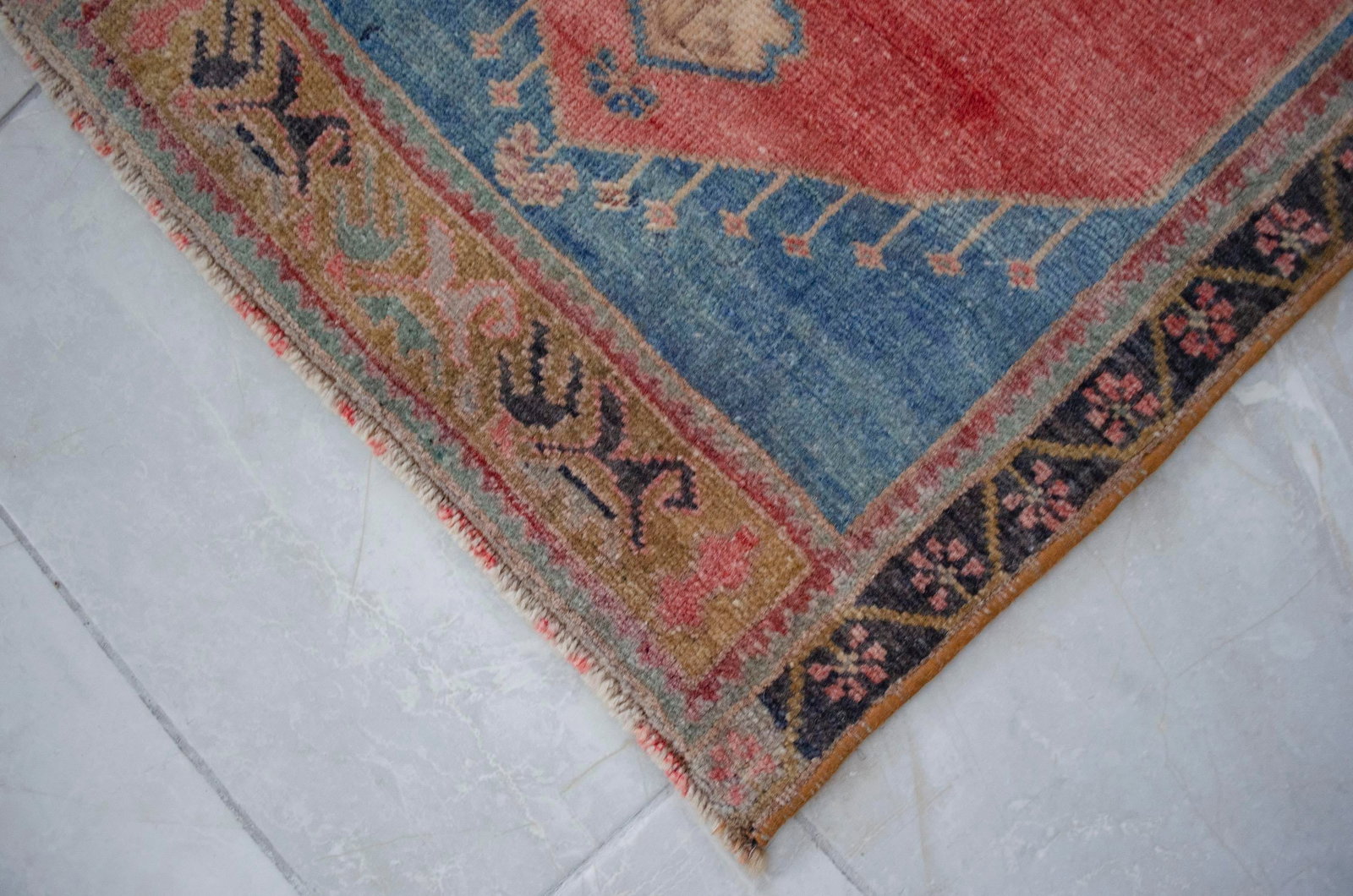 Hand Knotted Door Mat, Entryway Rug, Bath Mat, Kitchen Decor, Small Rug, Turkish Rug - 1"² - 7