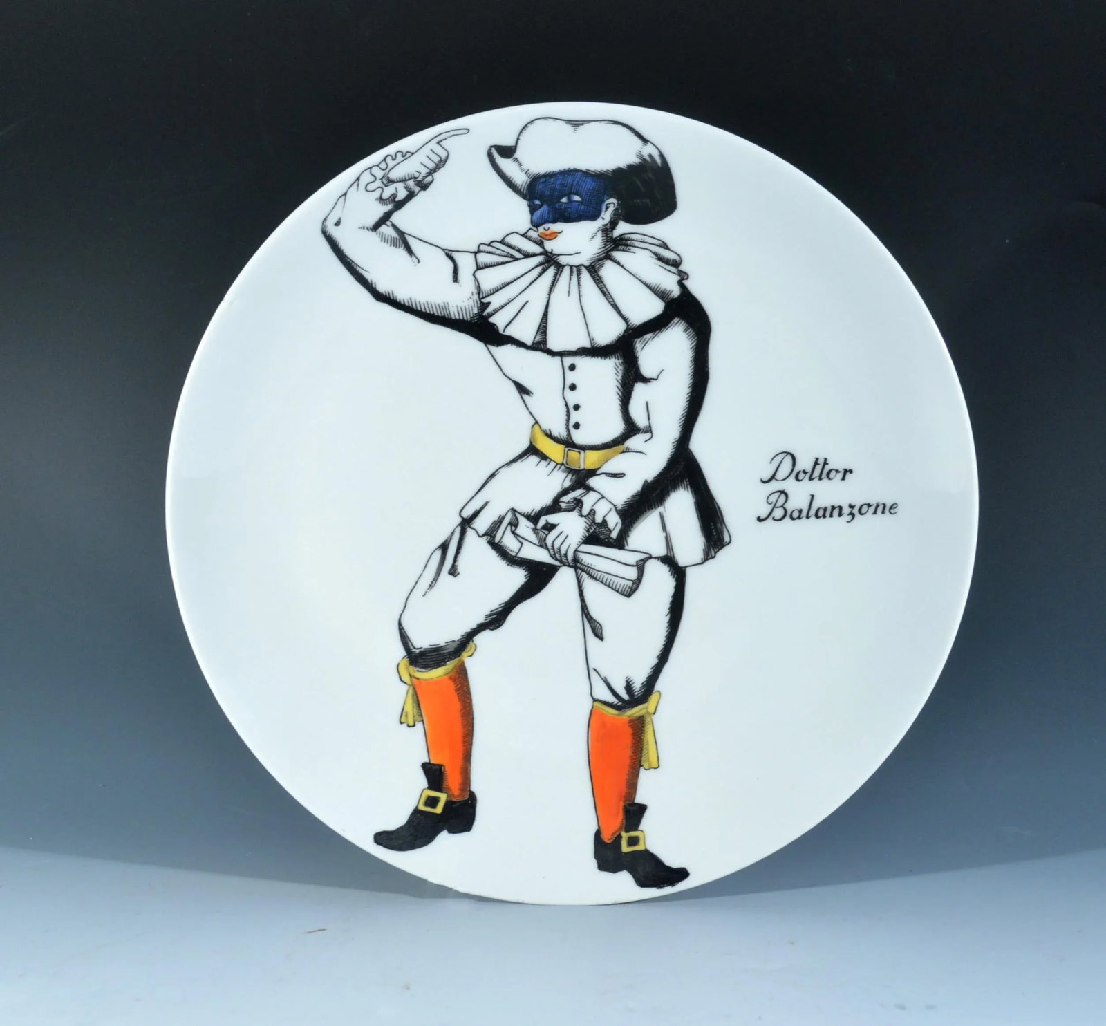 Piero Fornasetti Porcelain Commedia Dell'arte Plates - S/4 - 5