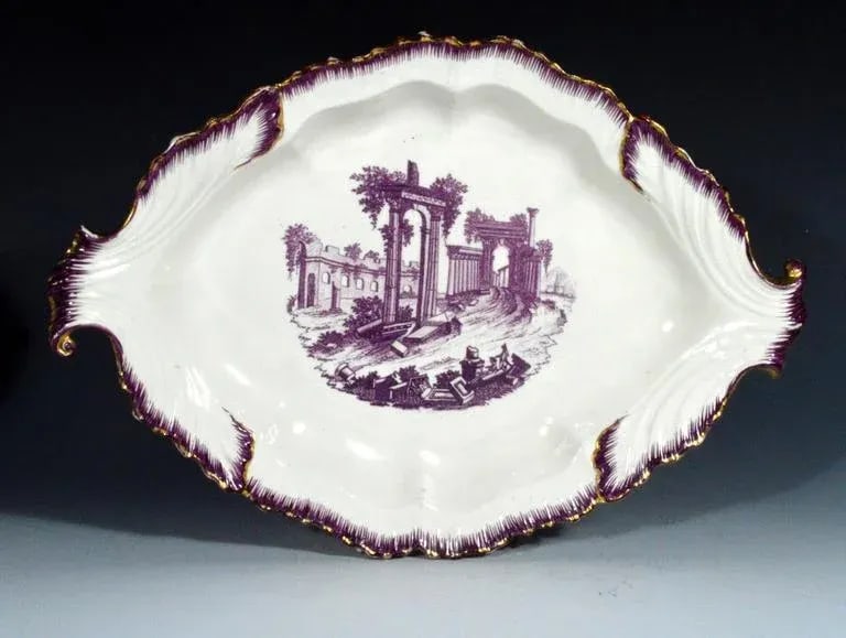 18th-Century Creamware Sauce Tureen Puce-Decorated by Neale & Co. - 4