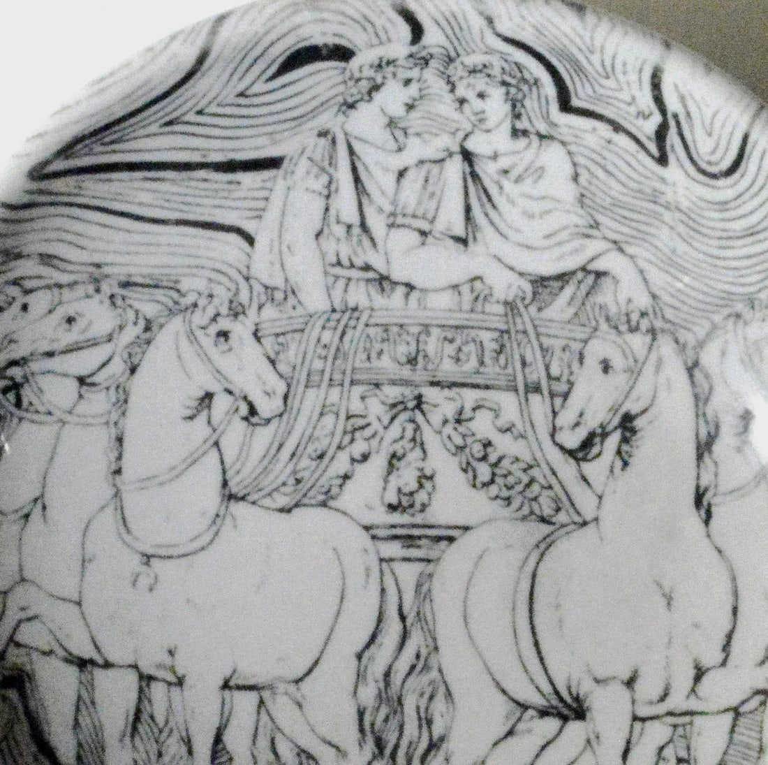 Vintage Piero Fornasetti Black & White Ashtray of a Roman Chariot - 3