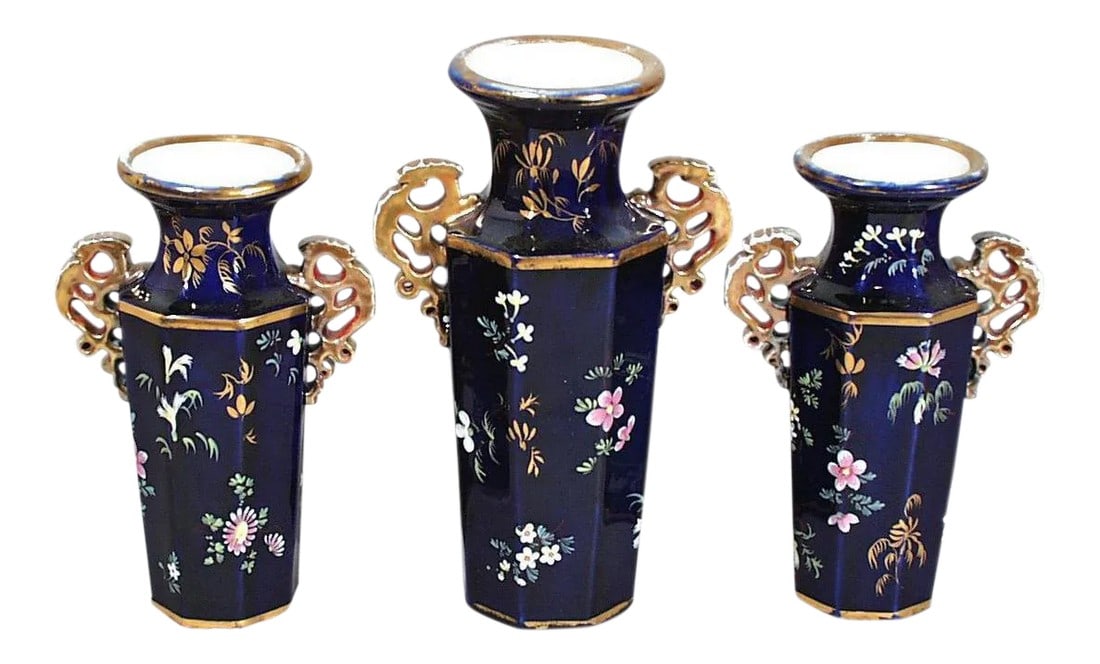 Mason's Ironstone Mazarine Blue Vases - Set of 3 (1 of 3)